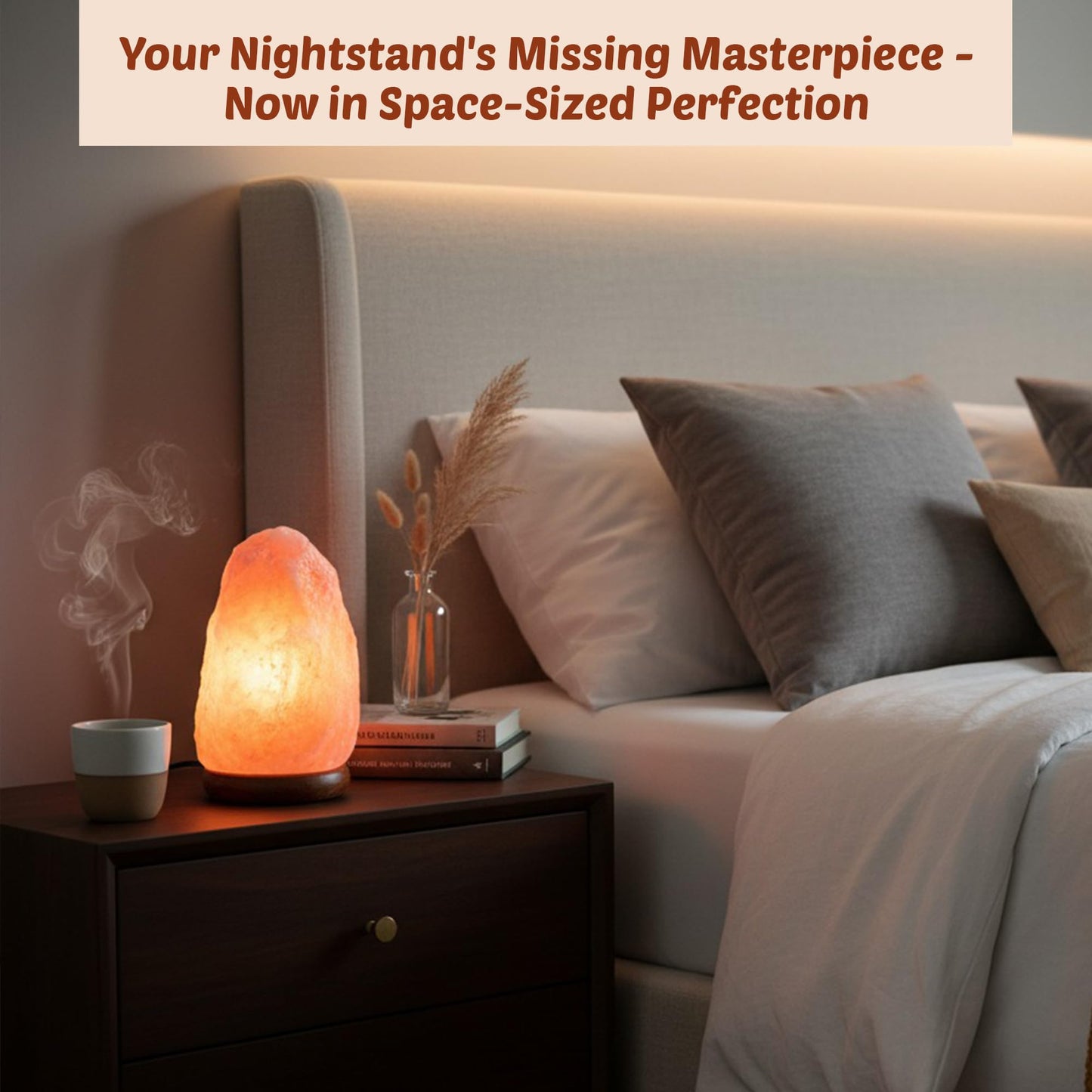 POHS 7 Inches,4-5 lbs, 100% Authentic Natural Himalayan Pink Salt Lamp, Hand Crafted Wooden Base, with on & Off Switch