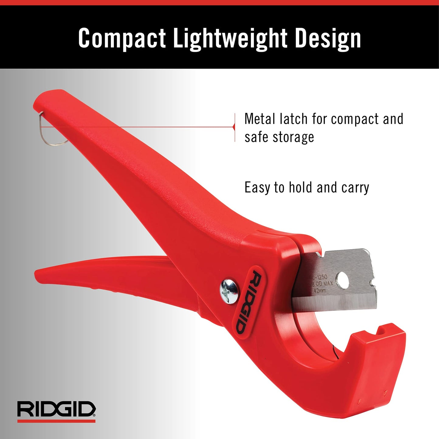 RIDGID 23488 Model PC-1250 Single Stroke Plastic Pipe and Tubing Cutter, 1/8-inch to 1-5/8-inch Pipe Cutter