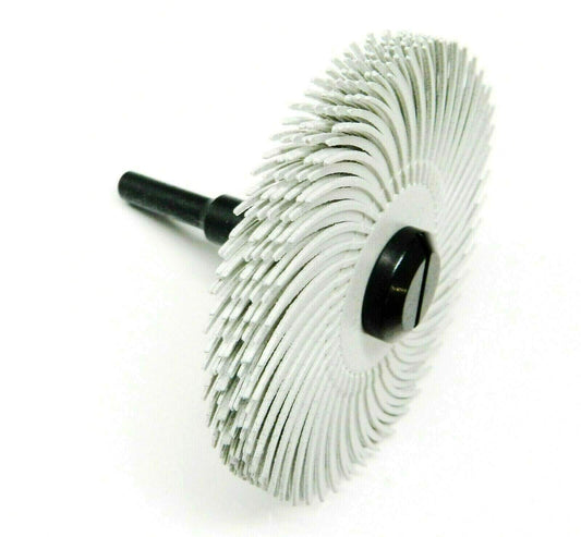 3M Radial Bristle Disc 3" 120 Grit White with 1/4" Mandrel 6 Brushes and Arbor Set by Jets