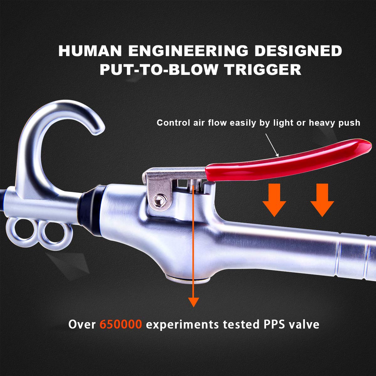 High-Volume Air Blow Gun with Aluminum Body & Rubber Guard, Industrial & Home Air Compressor Nozzle for Dust Cleaning