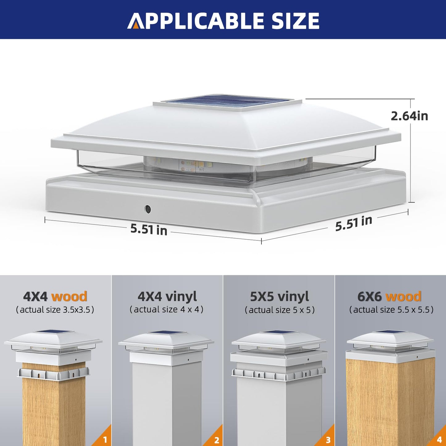 APONUO 12 Pack Solar Post Cap Lights, Warm & Cool Modes, Waterproof Outdoor Fence Lights for 4x4–6x6 Wood & Vinyl Posts, White