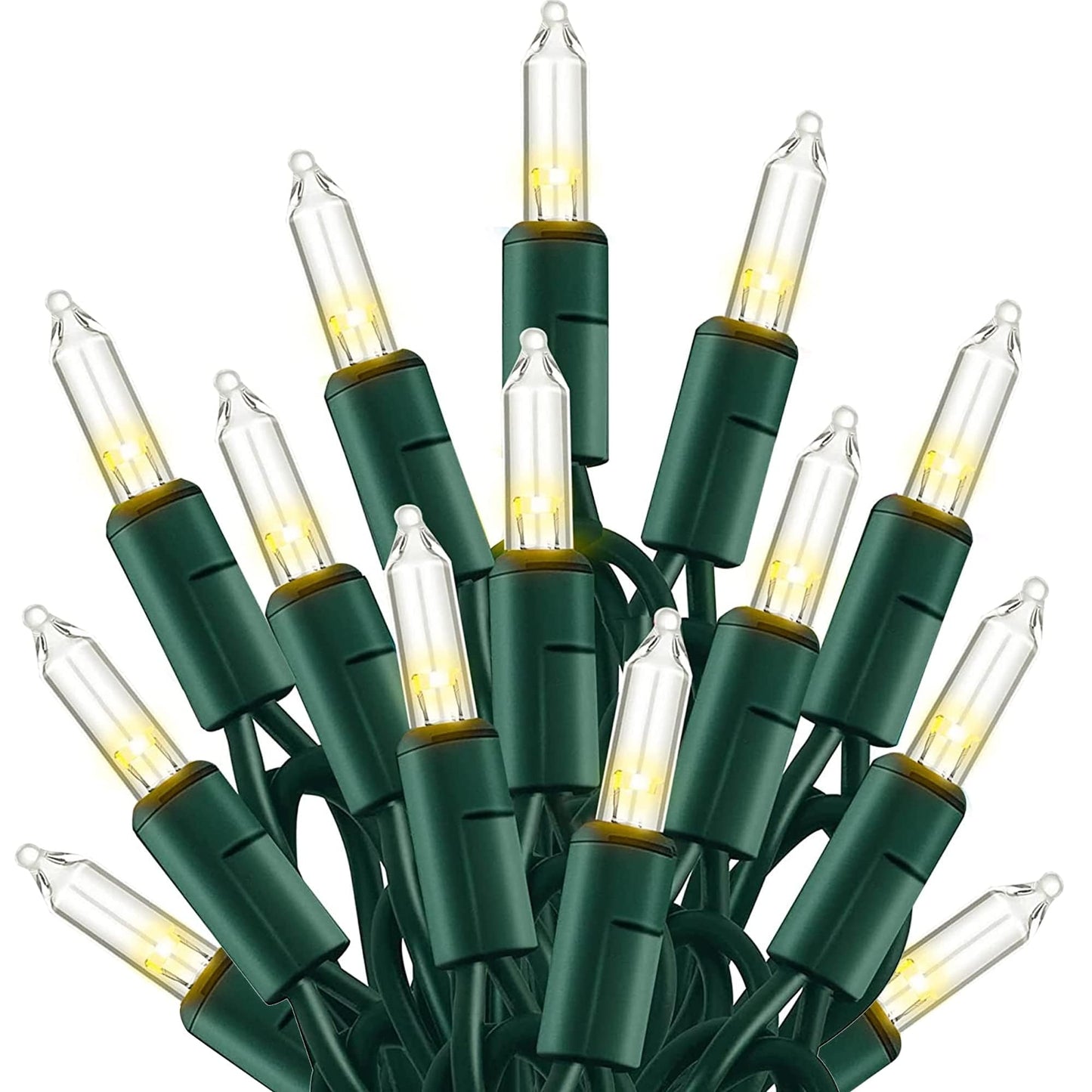 TW SHINE 20FT 100 Incandescent Warm White Christmas Lights, Waterproof String Lights for Indoor & Outdoor Xmas Tree Decorations