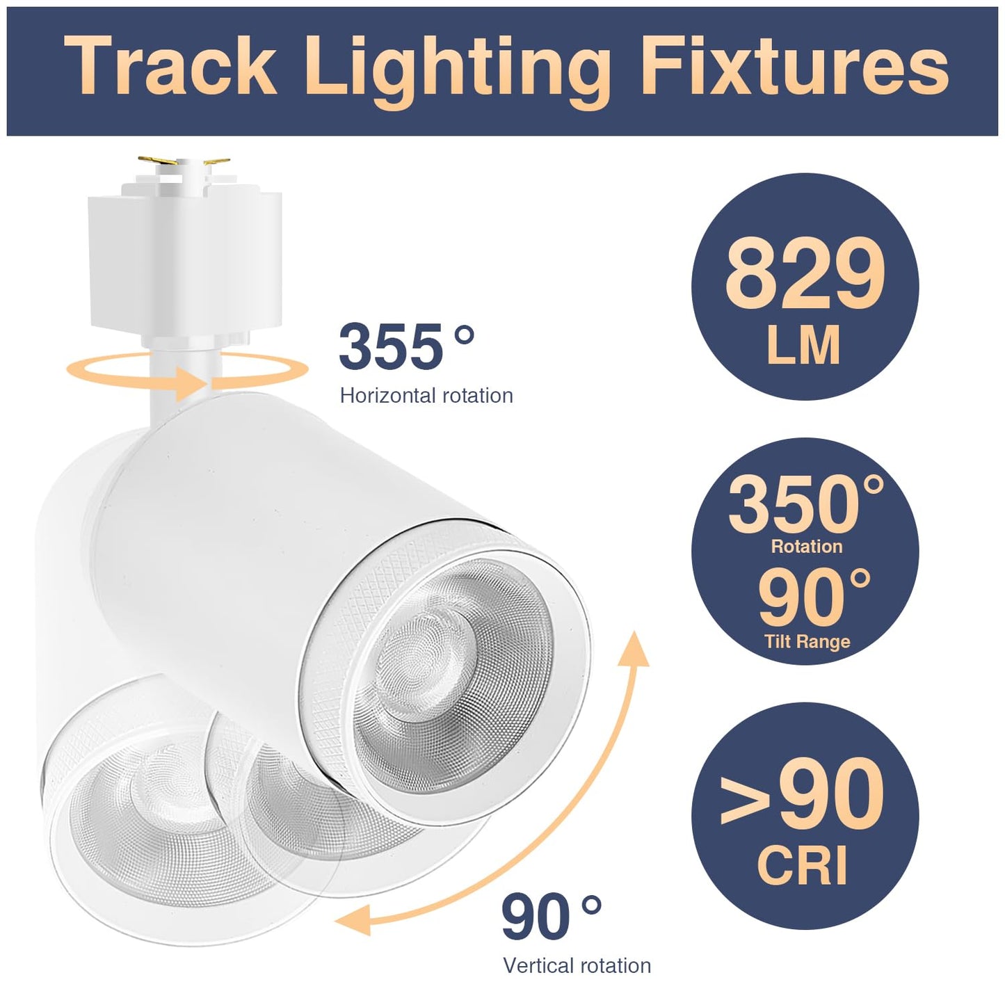 Be Studied 10W LED Track Lighting Heads – L-Type Adjustable Ceiling Spotlights 3000K/4000K/5700K CRI90+ 6-Pack White