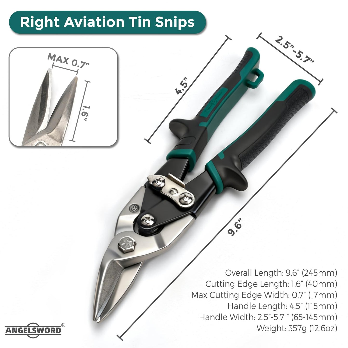 ANGELSWORD 3 PC Cr-M Aviation Tin Snips Set, 10 Inch Aviation Tin Snips, Cr-M Aviation Snips for Cutting Metal Sheet, Heavy Duty Sheet