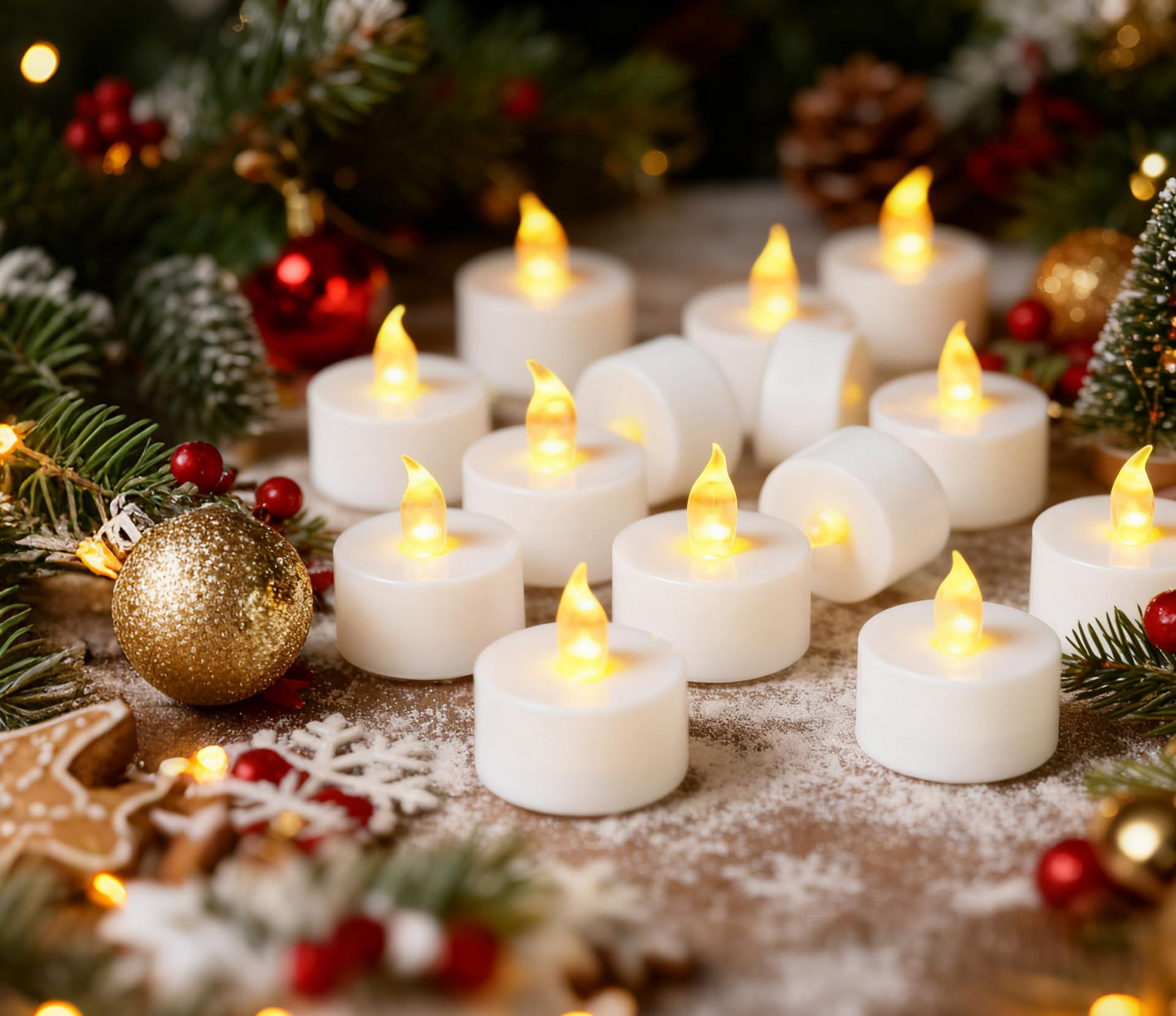 YIWER LED Tea Light Candles, 50 Pack, Battery Operated Flickering Tea Lights, 200-Hour Runtime, Warm Yellow, Perfect for Festivals & Decor