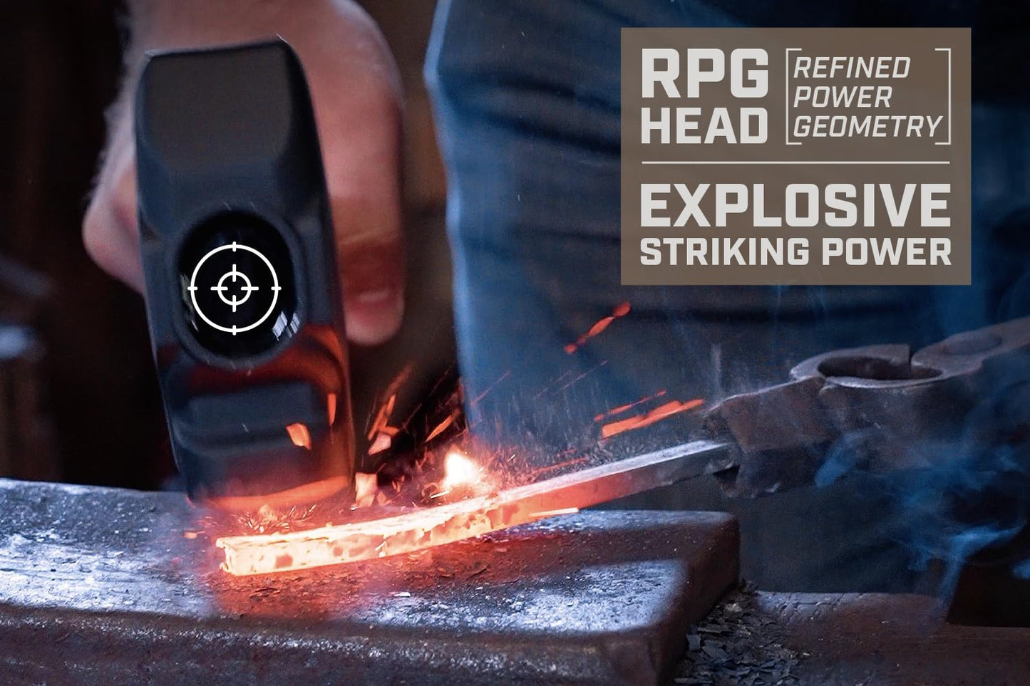 Spec Ops Tools Blacksmith Hammer, 4 lb Sledge hammer with Bi-Material Shock Absorbing & Vibration Dampening Handle, 3% Donated to Veterans, Black/Tan