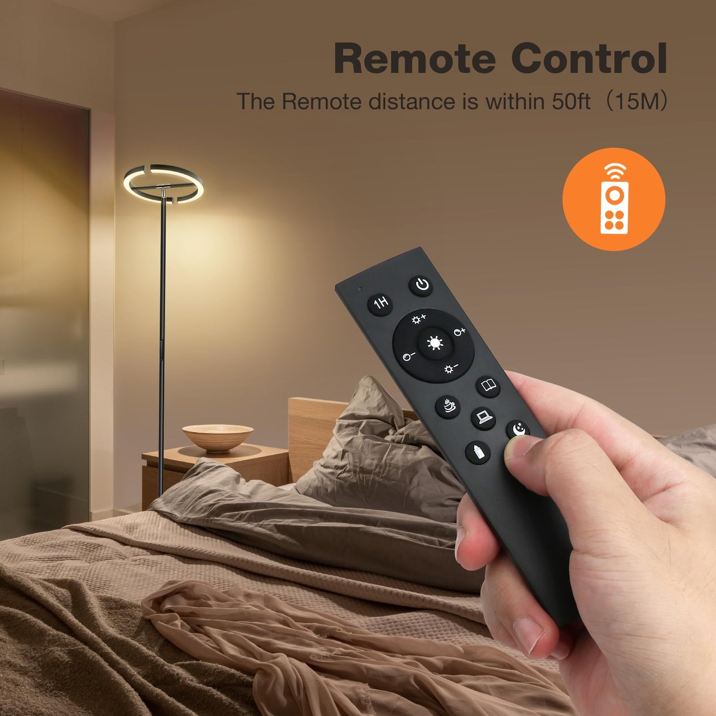 SIBRILLE LED Floor Lamp, 22W Dimmable Standing Light, Touch & Remote Control, 3000-6000K, Rotatable Uplighter for Living Room & Bedroom