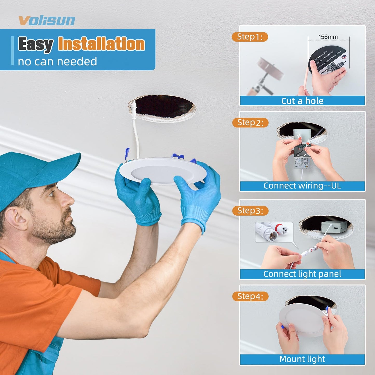 VOLISUN 24-Pack 6" LED Recessed Lights, 5CCT 2700K-5000K Dimmable Canless Downlight, 1080LM, 13W=120W, ETL Certified