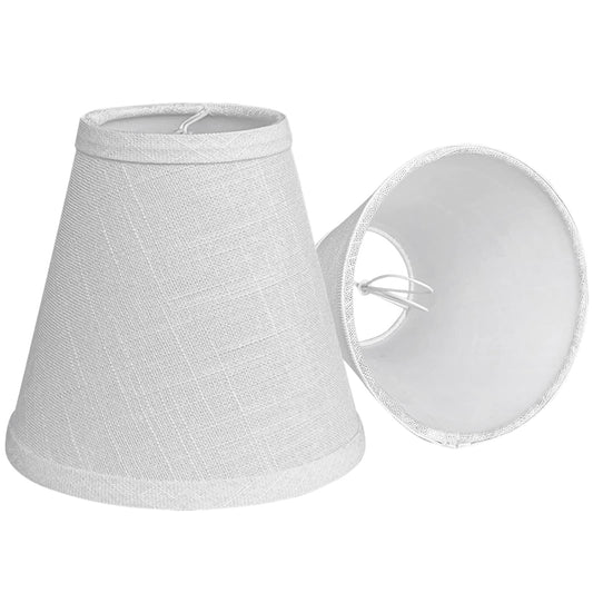Double Mini White Barrel Clip-On Lamp Shades (Set of 2), TOOTOO STAR Fabric Replacement for Table, Wall, Floor & Chandelier Lamps, 3x6x5 in
