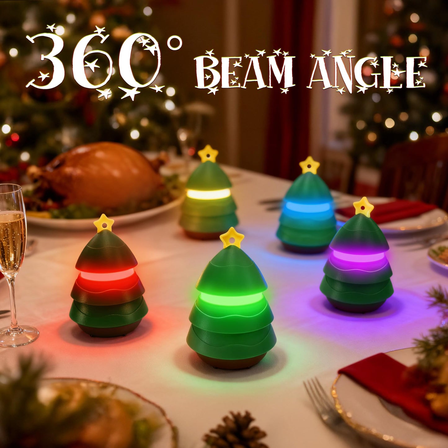 EverBrite Christmas Tree Lanterns 3-Pack, 5 Light Modes, Holiday Decoration, Indoor/Outdoor, Battery Operated, Stocking Stuffer Gift