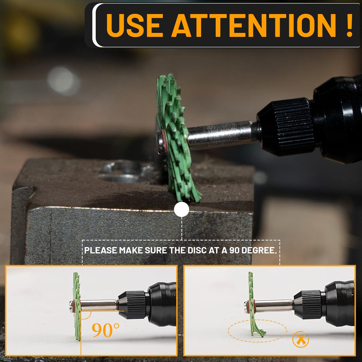 Junchamp 76-Pc 1" Radial Bristle Disc Kit, 1/8" Shank, Grit 80-2500, Rotary Tool Brush for Jewelry, Wood & Metal Polishing