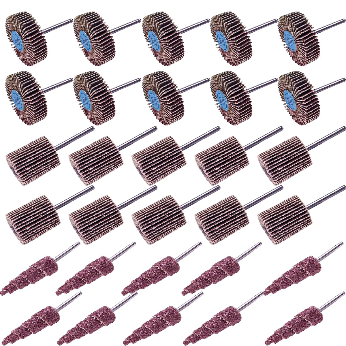 30PCS 80 Grit Cone Abrasive Flap Wheel Sander, 1/8" Shank Rotary Tool for Grinding, Sanding & Polishing