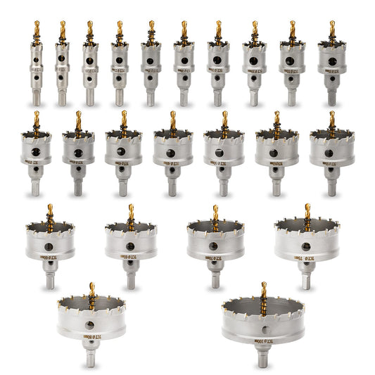 dashap 23PCS Carbide Hole Saw Kit,TCT Hole Saw Set for Metal,Tipped Tooth Cutting Hole Saw Within 5/8'' to 3-15/16'' Cutting Diameter