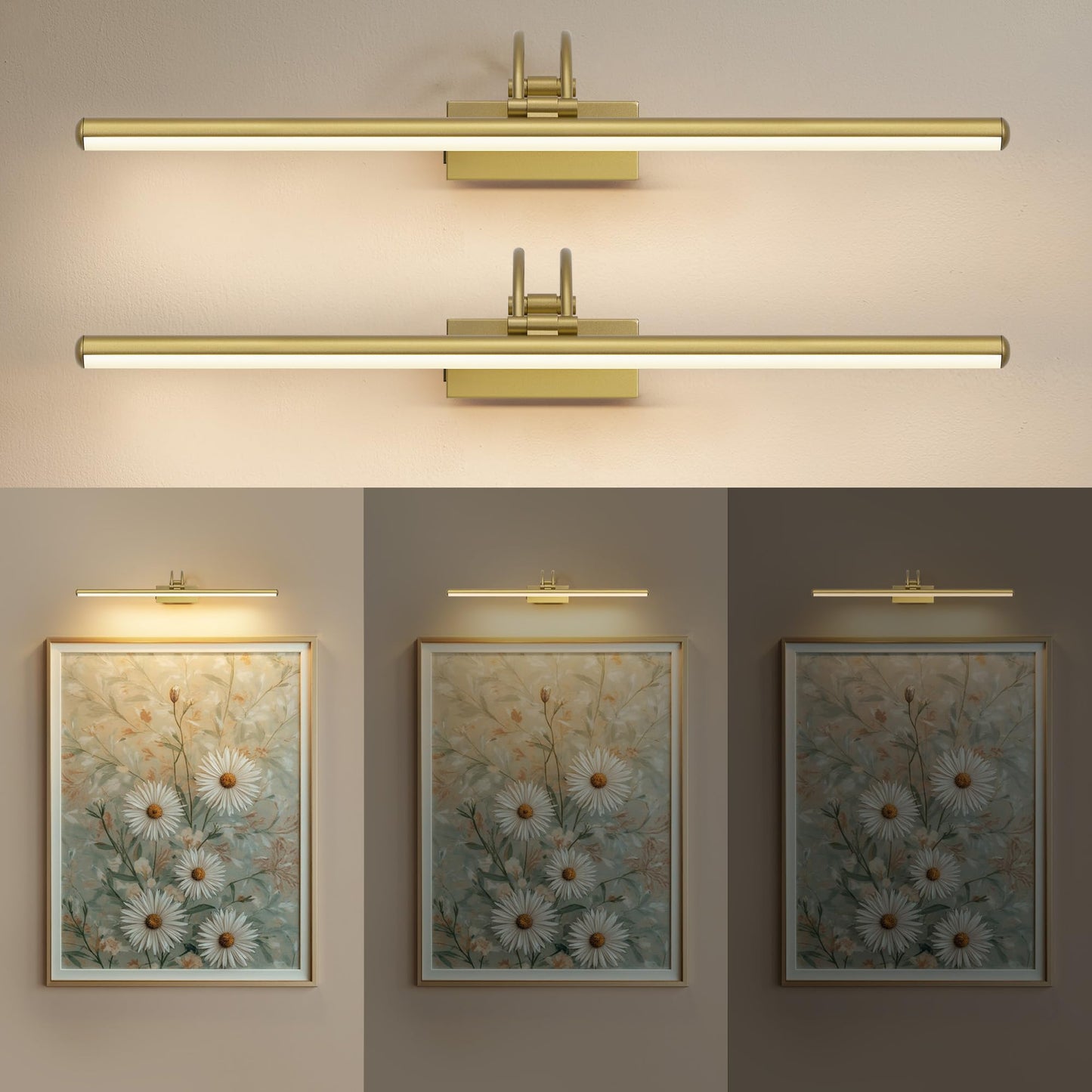 **KDG 24” LED Cordless Picture Light with Remote, 7000mAh Rechargeable Dimmable Art Light, Adjustable Swing Arm, Bronze**