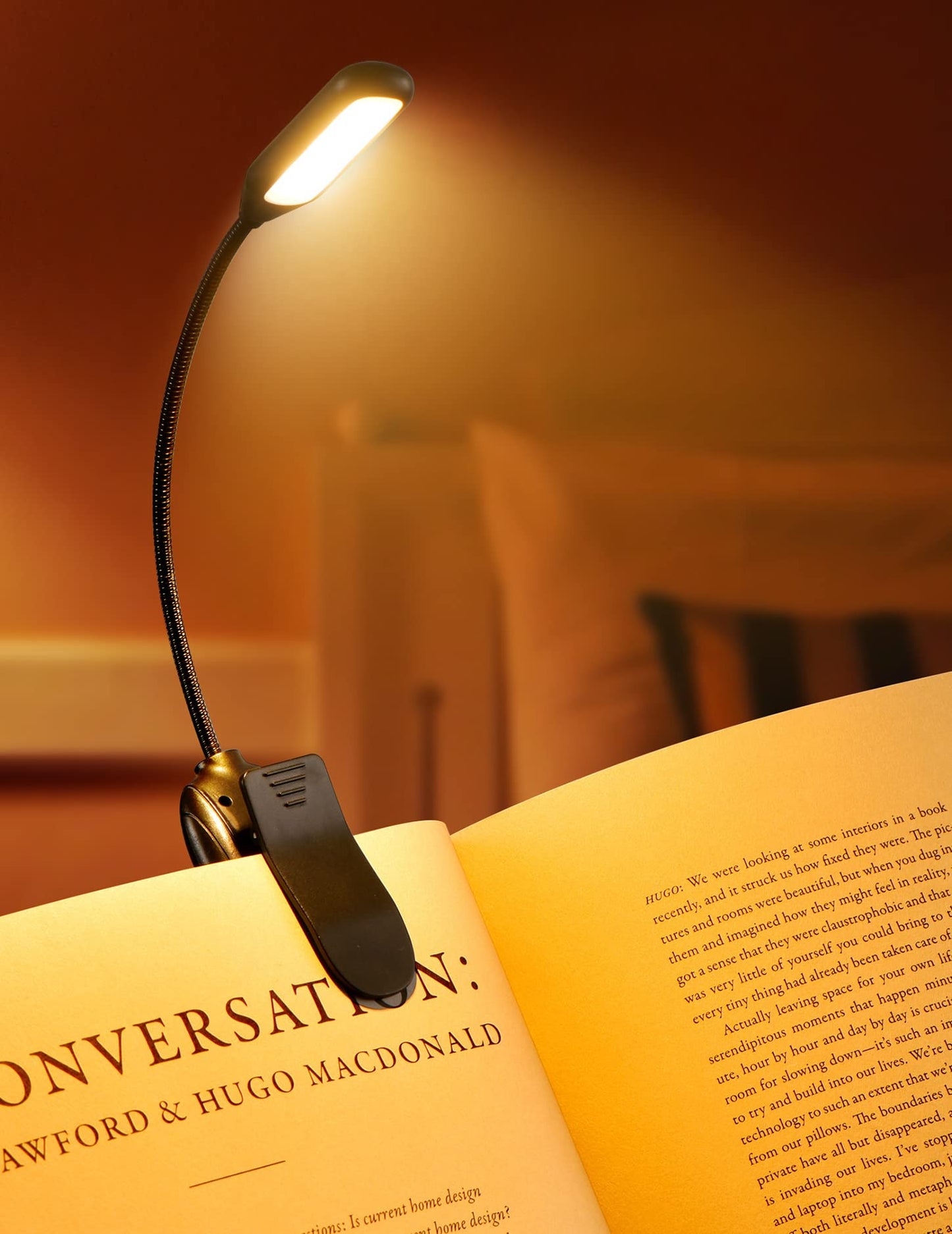 Monotremp Rechargeable Book Light for Night Reading, 80H Runtime, 3 Brightness × 3 Color Temps, Ultra-Light 1.3oz for Bed Use
