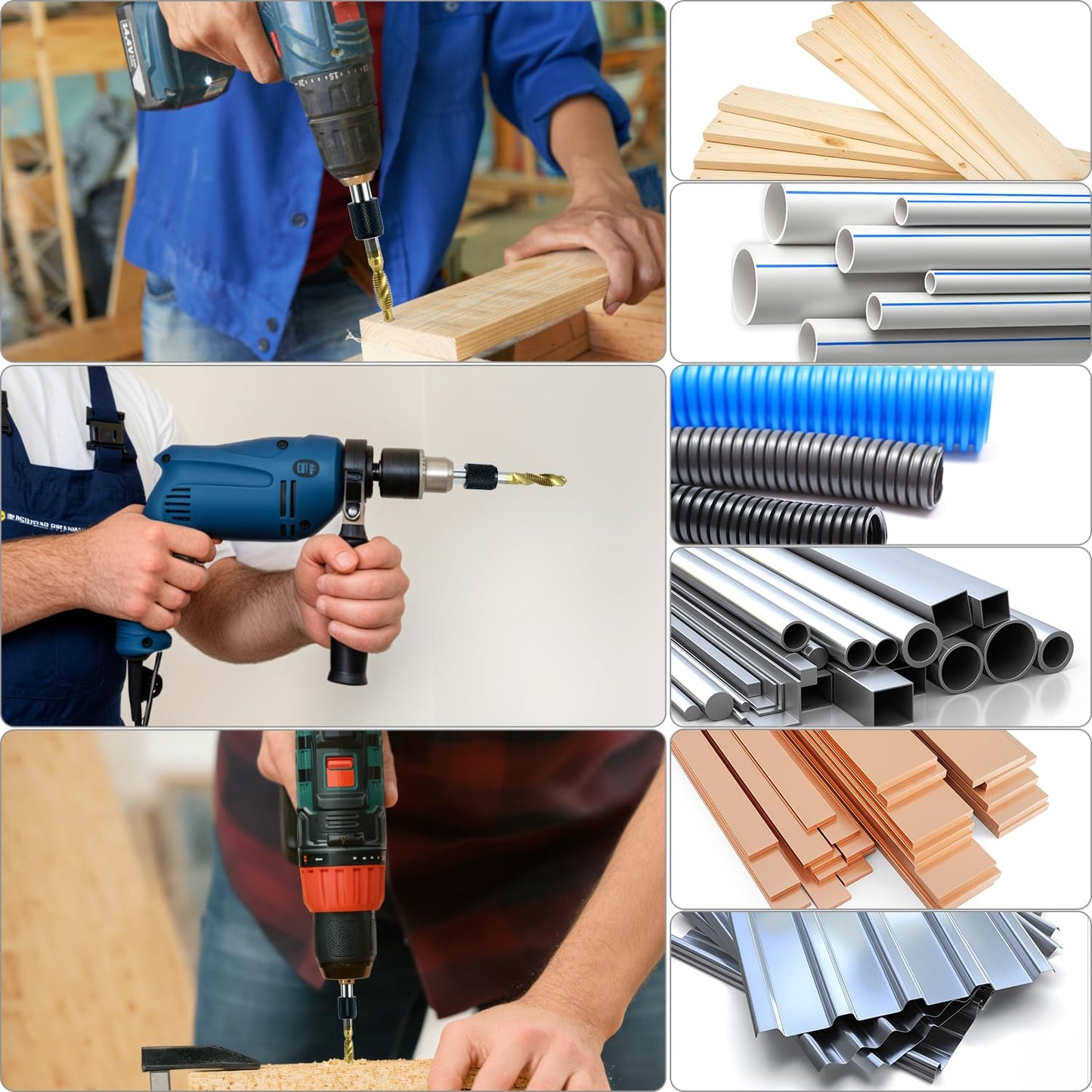 QWORK HSS Tap Bit Set, 13 Pcs SAE/Metric Combination Drill Tap & Tap Bit Set, Screw Tapping Bit Tool for Drilling Tapping