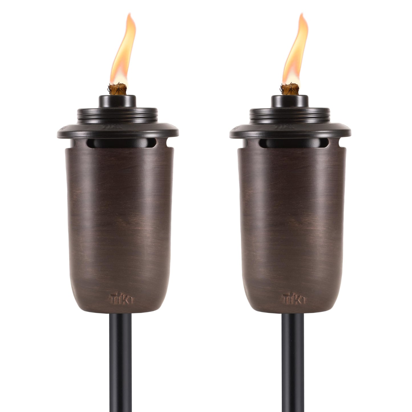 TIKI 2-Pack Honey Copper Outdoor Torches – Decorative Patio & Garden Torches with Long-Lasting Wicks, Snuffer, Weather-Resistant Bronze Finish