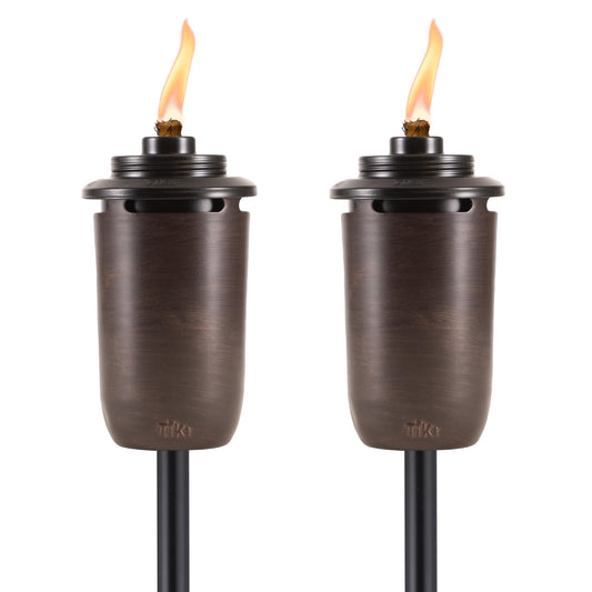 TIKI 2-Pack Honey Copper Outdoor Torches – Decorative Patio & Garden Torches with Long-Lasting Wicks, Snuffer, Weather-Resistant Bronze Finish