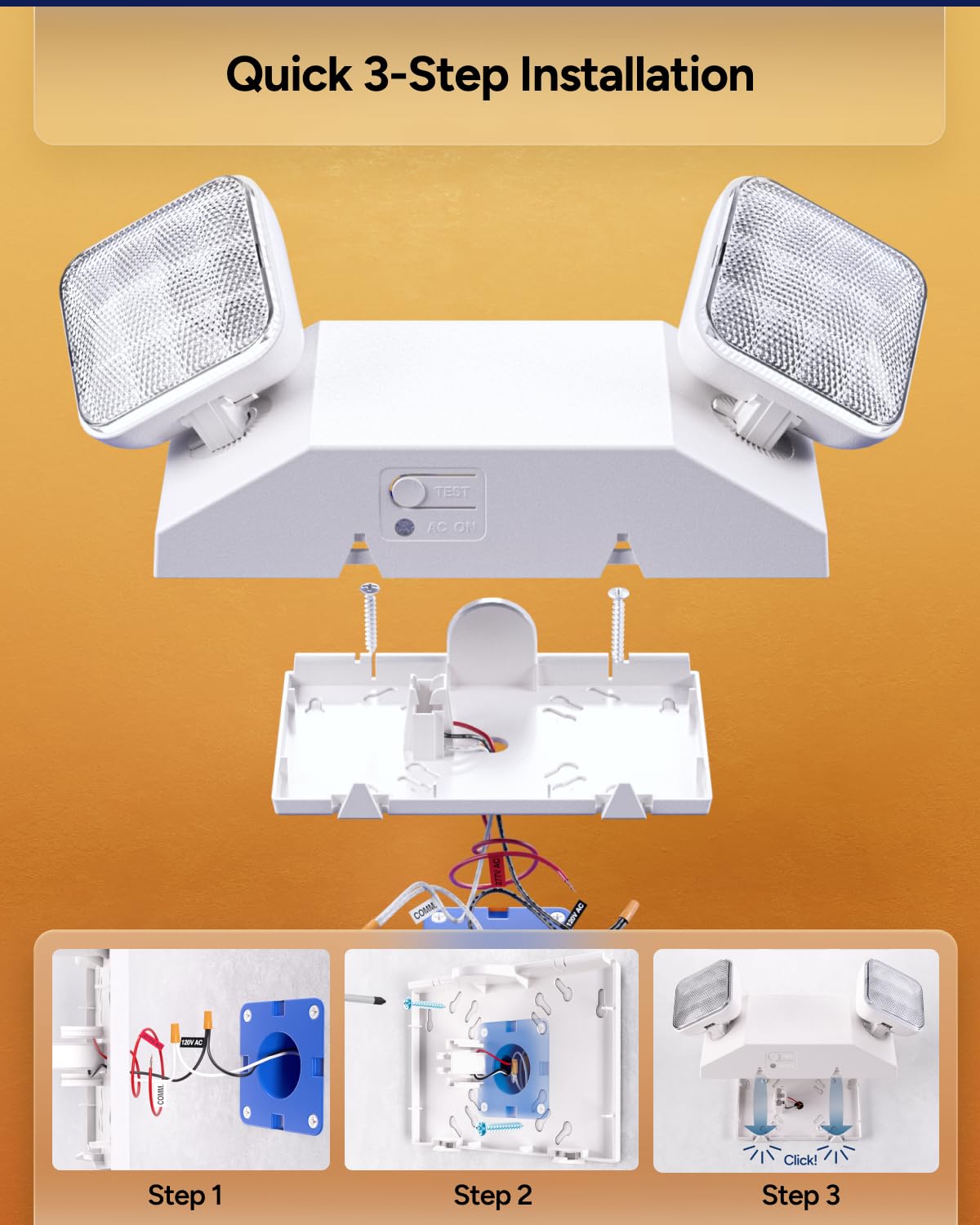 Sunco 12-Pack LED Emergency Lights for Offices & Commercial Use, Wall Mount, Hardwired, Backup Battery 90min, Fire-Resistant UL Rated