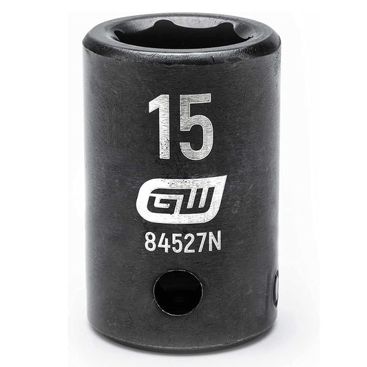 GEARWRENCH 1/2" Drive Standard Impact Metric Socket 15mm, 6 Point - 84527N , Black