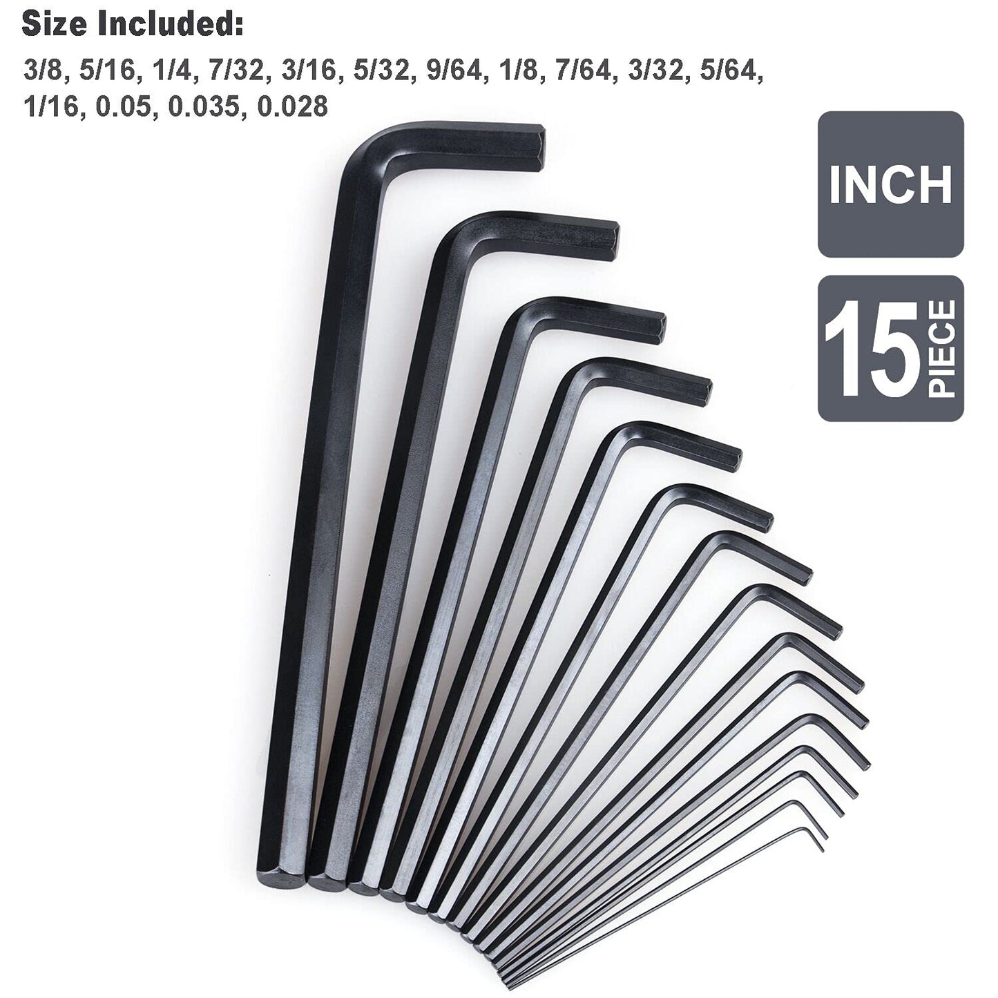 EFFICERE 30-Piece Hex Key Set, SAE & Metric Allen Wrenches, L-Shape, Chrome Vanadium Steel, Chamfered Tips, Storage Case