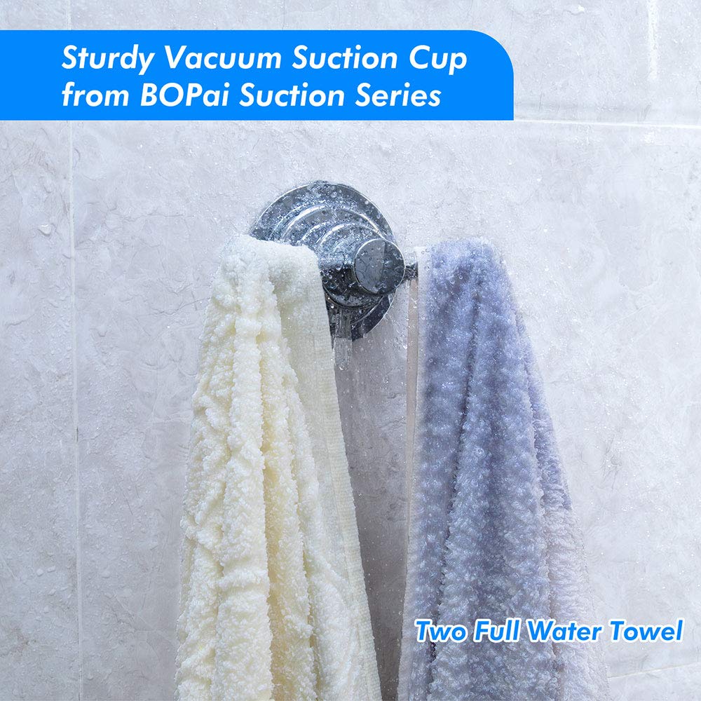 BOPai Stylish Suction Cup Hooks for Shower Loofah Towel Washcloth, Relocatable Holder
