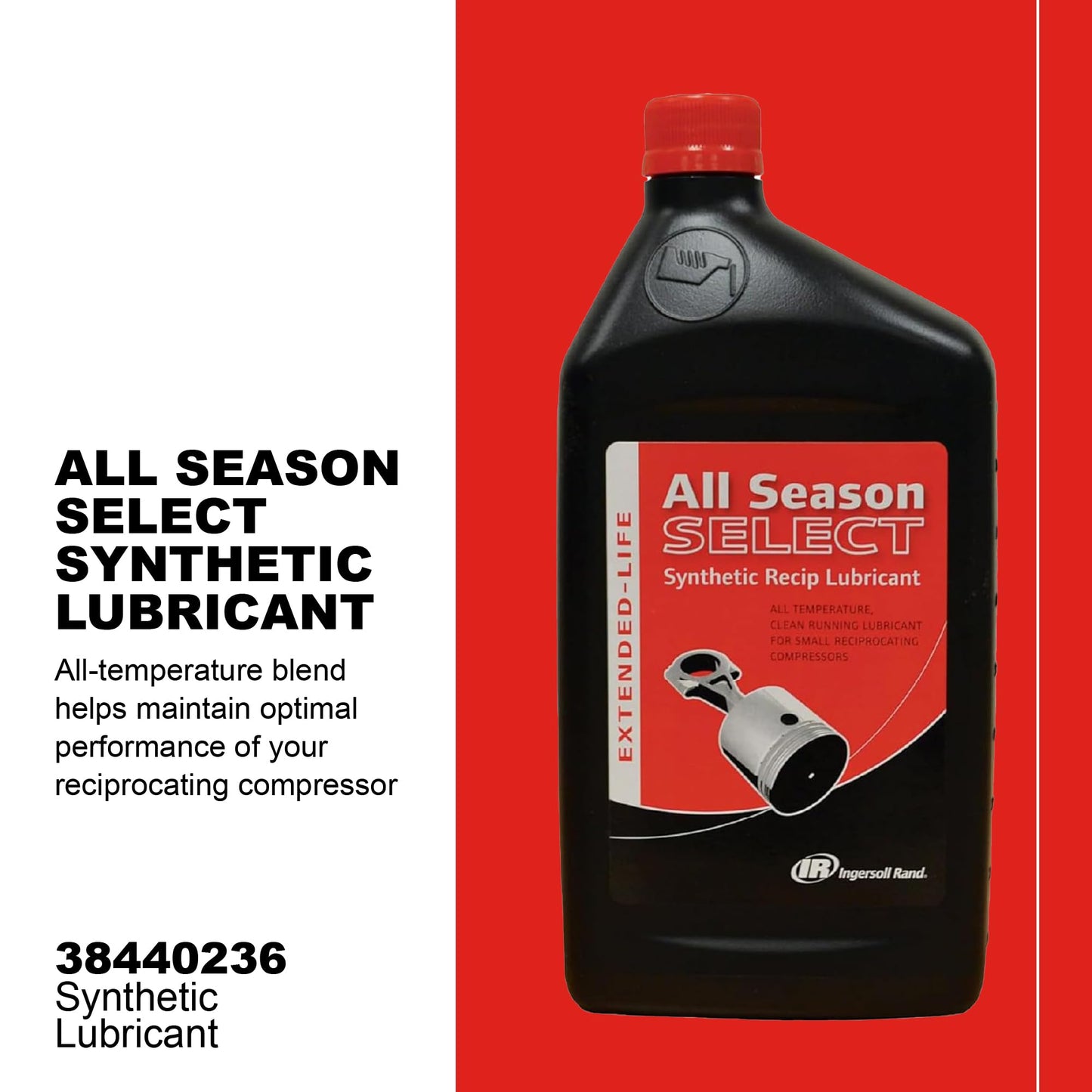 Ingersoll Rand 38436721 OEM All Season Select Synthetic Lubricant, 1L Bottle
