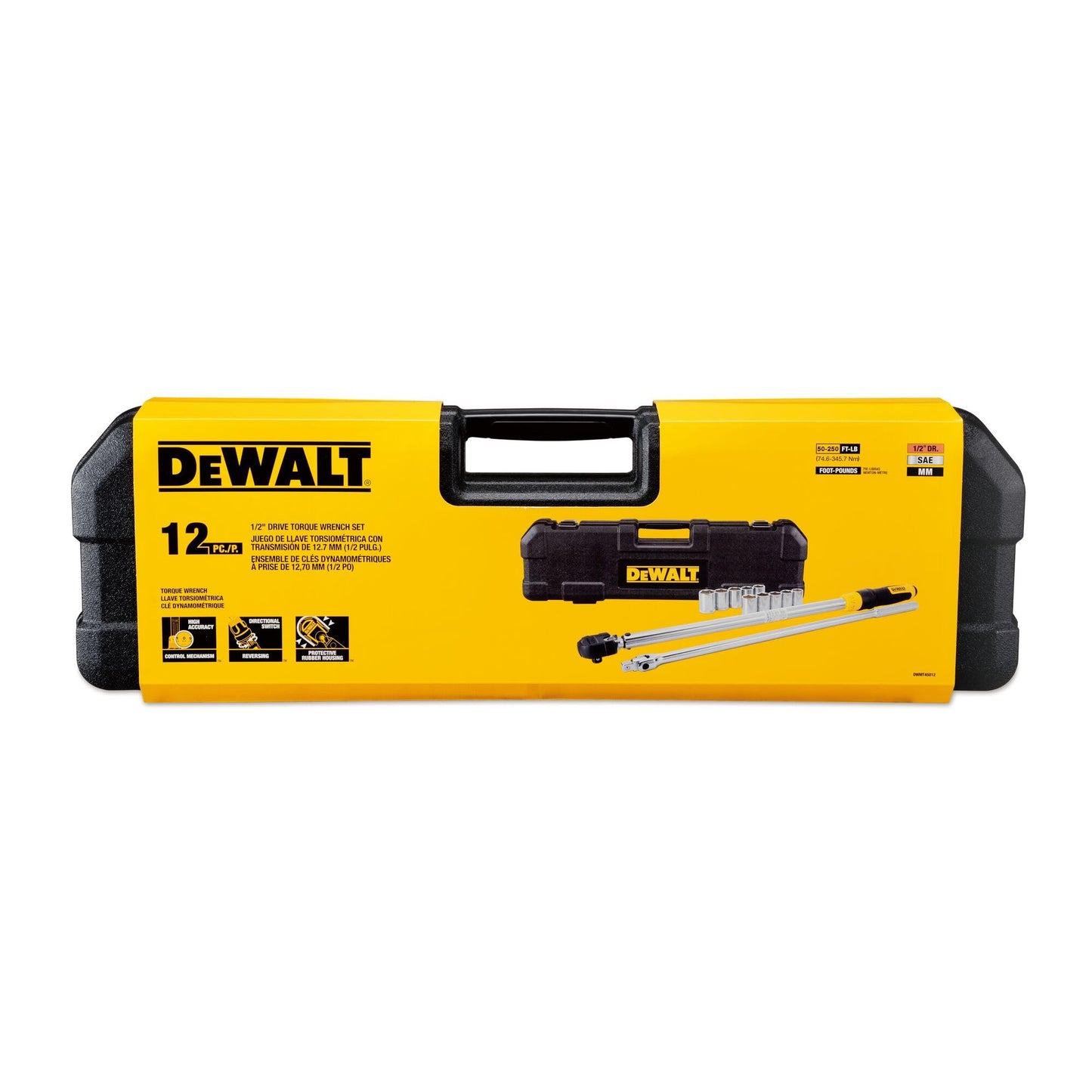 DEWALT Torque Wrench Tool Set, Tire Change Kit, 50-250 FT-LB, 12 Piece with Storage Case (DWMT45012)