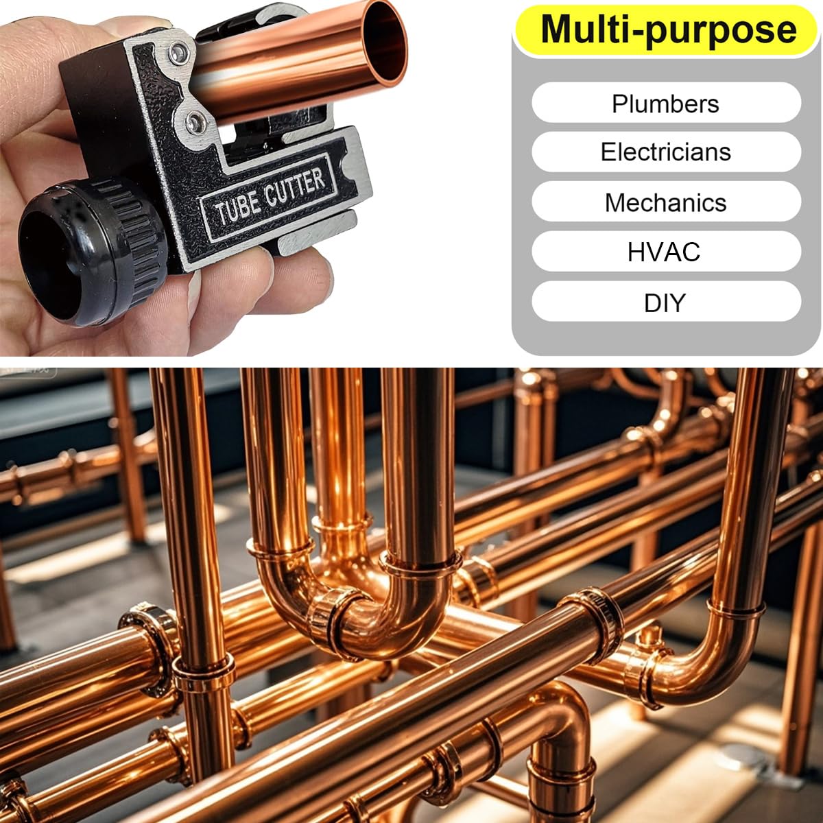 Spurtar Mini Pipe Cutter 3-28mm (1/8–1-1/8") for Copper, Brass, Aluminum Tubes – Plumbing, HVAC, Automotive & DIY Projects