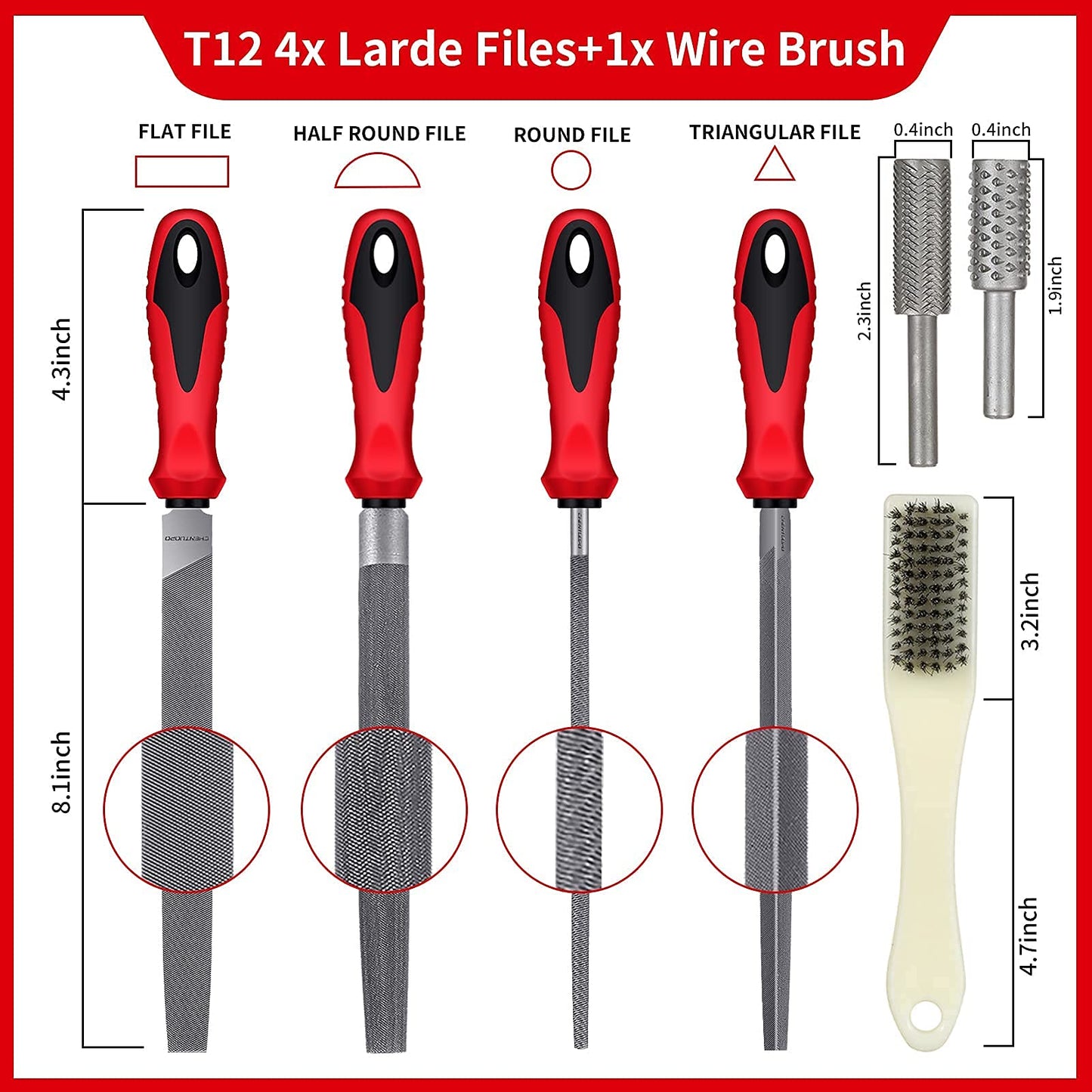 57-Piece Metal & Wood File Rasp Set, T12 Alloy Steel, 4 Large Files, 14 Needle Files, Electric Files, Brush & 36 Emery Papers
