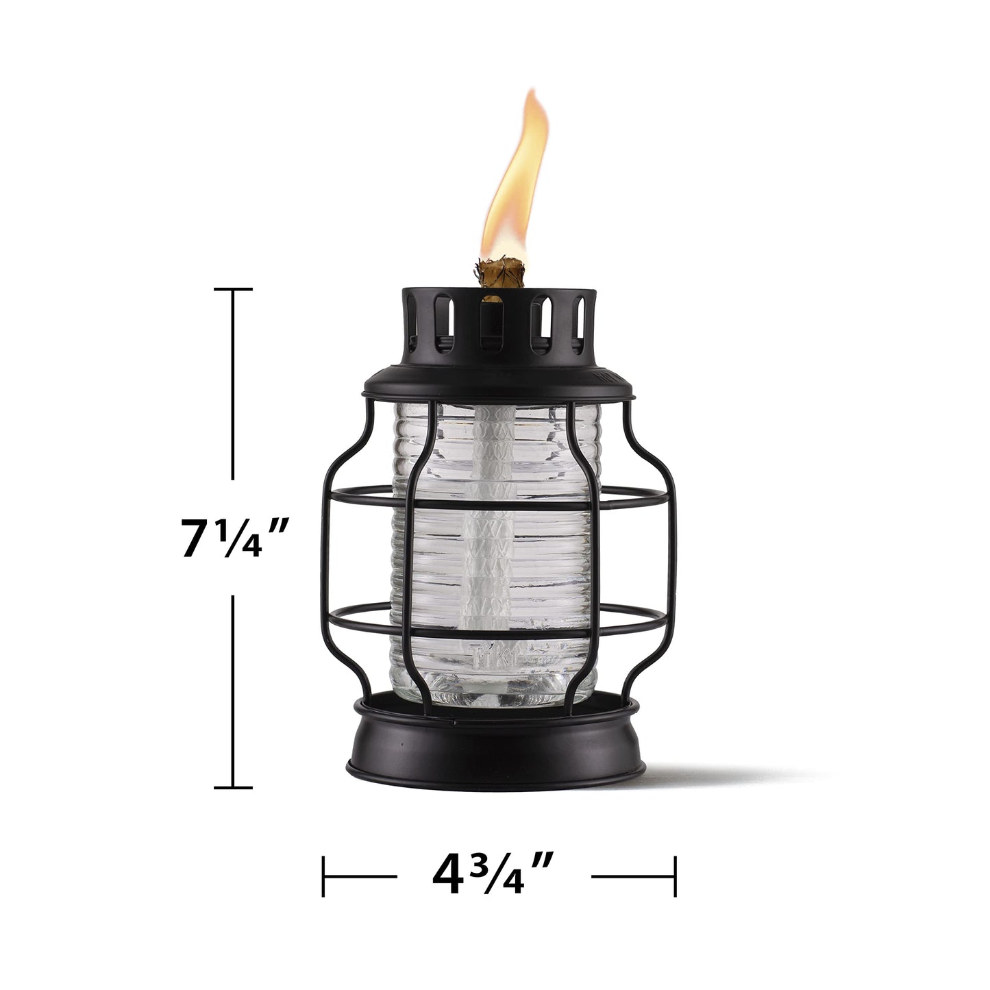 TIKI 2-Pack Tabletop Metal Torch Lanterns – Outdoor Decorative Tiki Torches with Fiberglass Wick & Snuffer for Patio, Garden, Backyard