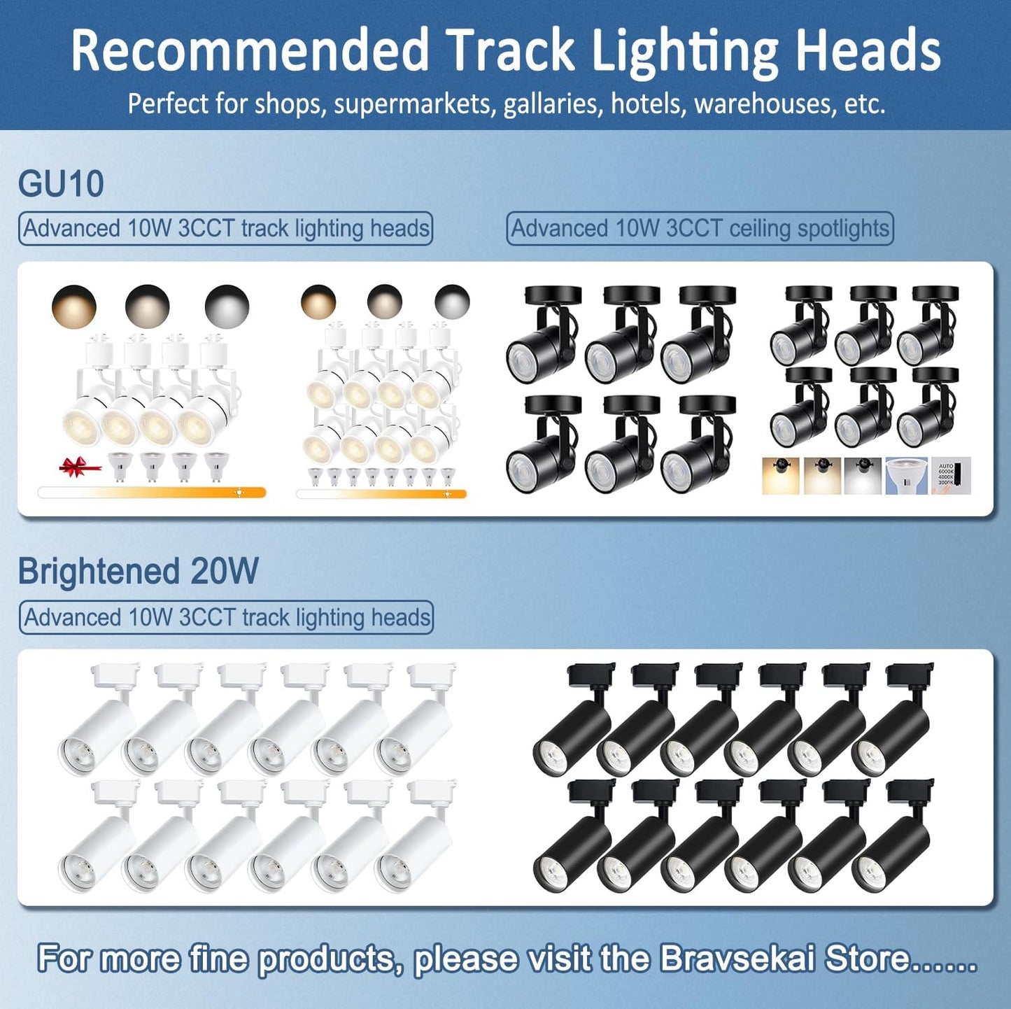 Bravsekai H-Type Track Lighting Rail 3.28FT, 120V Single Circuit 3-Wire, Aluminum, Includes I Connector & Wall Anchors, Black