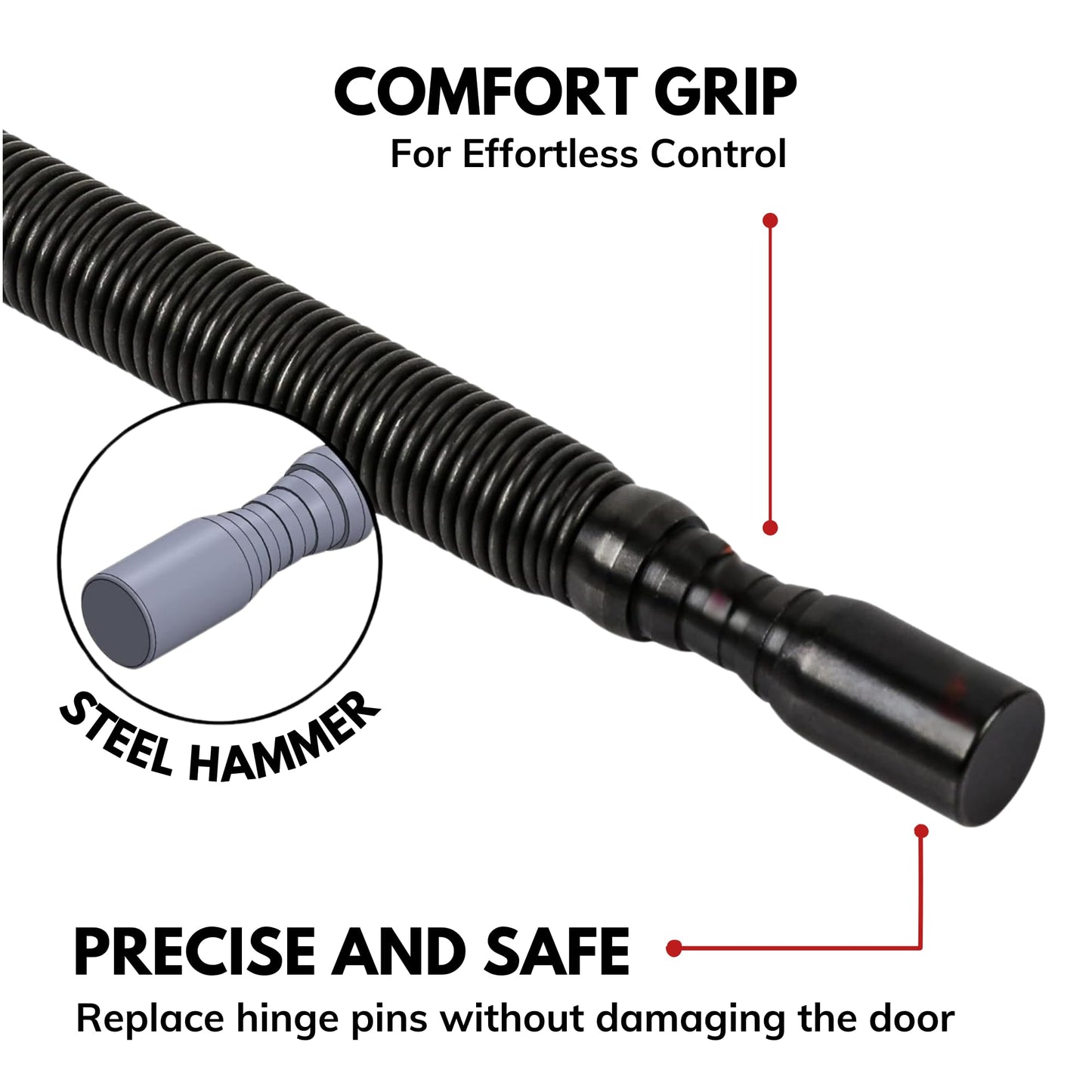 HIT Tool Spring-Driven Door Hinge Pin Removal Tool – Steel-Faced Hammer, Compact Hammerless Design, Easy Pin Install & Removal, USA Made