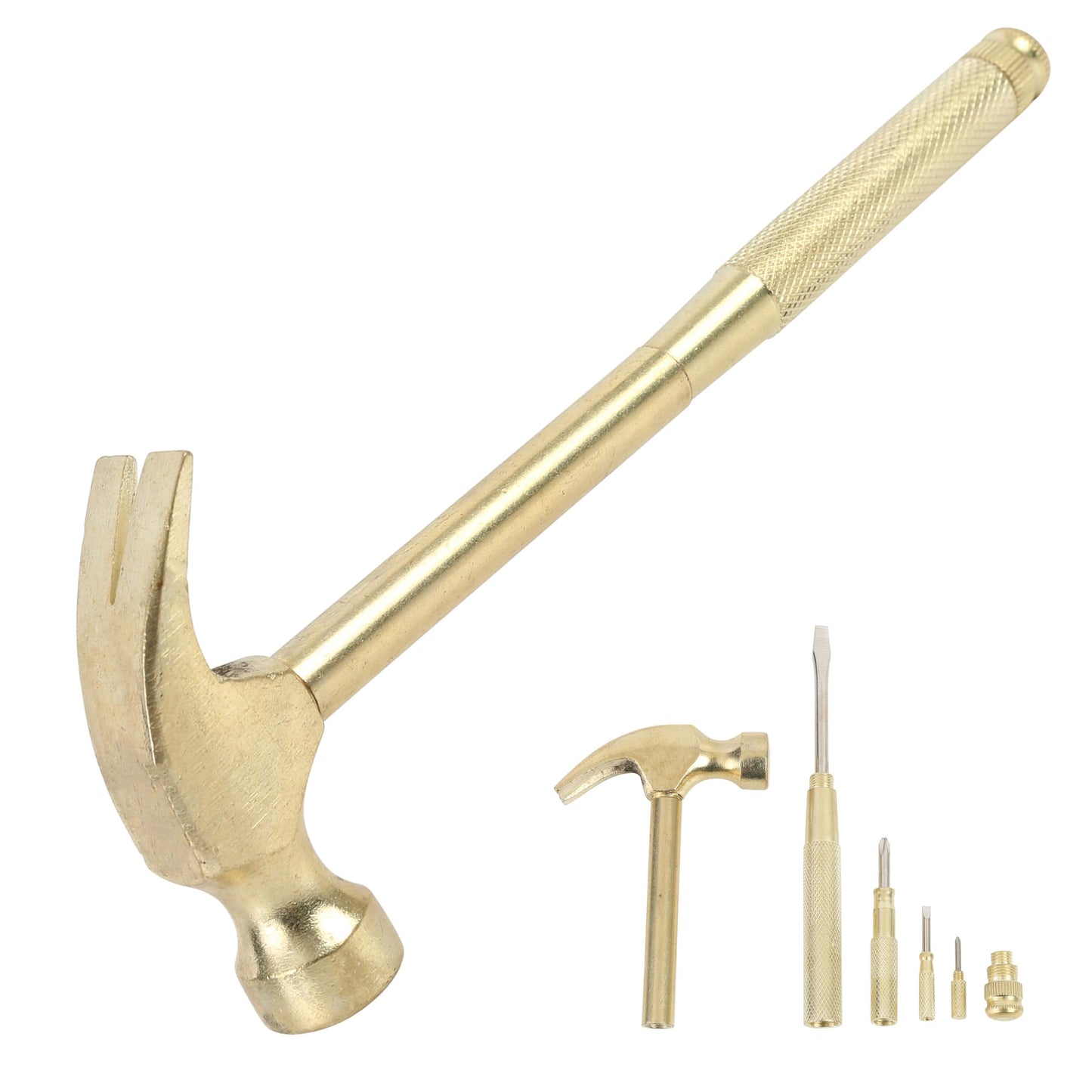 GreatNeck 19006 5-in-1 Hammer Multitool, Built-In Screwdriver, Chrome Plated Rust-Resistant, Compact Household Tool, Gift for Men & Women