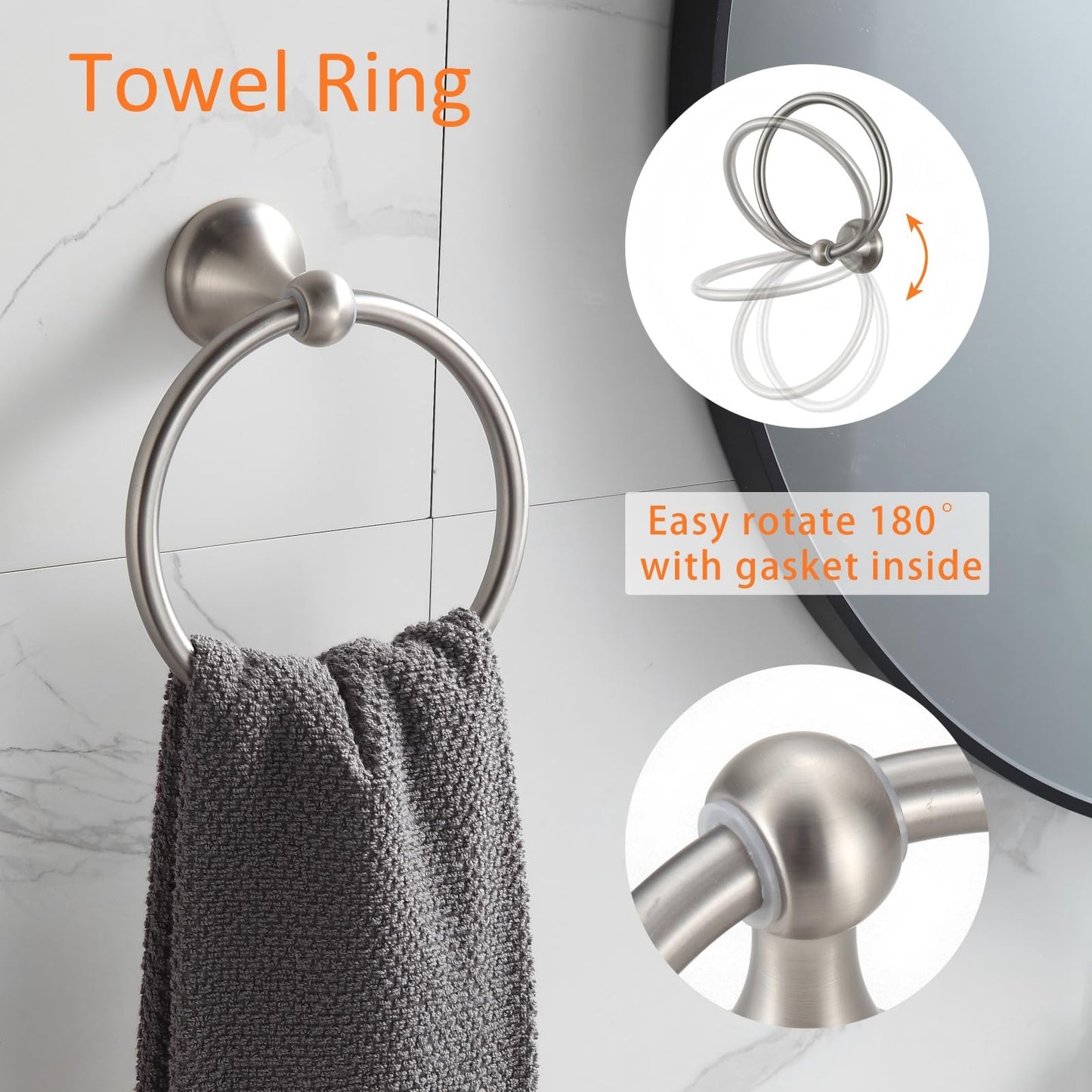 BGL Bathroom Accessory Set, Brushed Nickel Adjustable Expandable Towel Bar 4-Piece Bathroom Hardware Set Wall Mounted