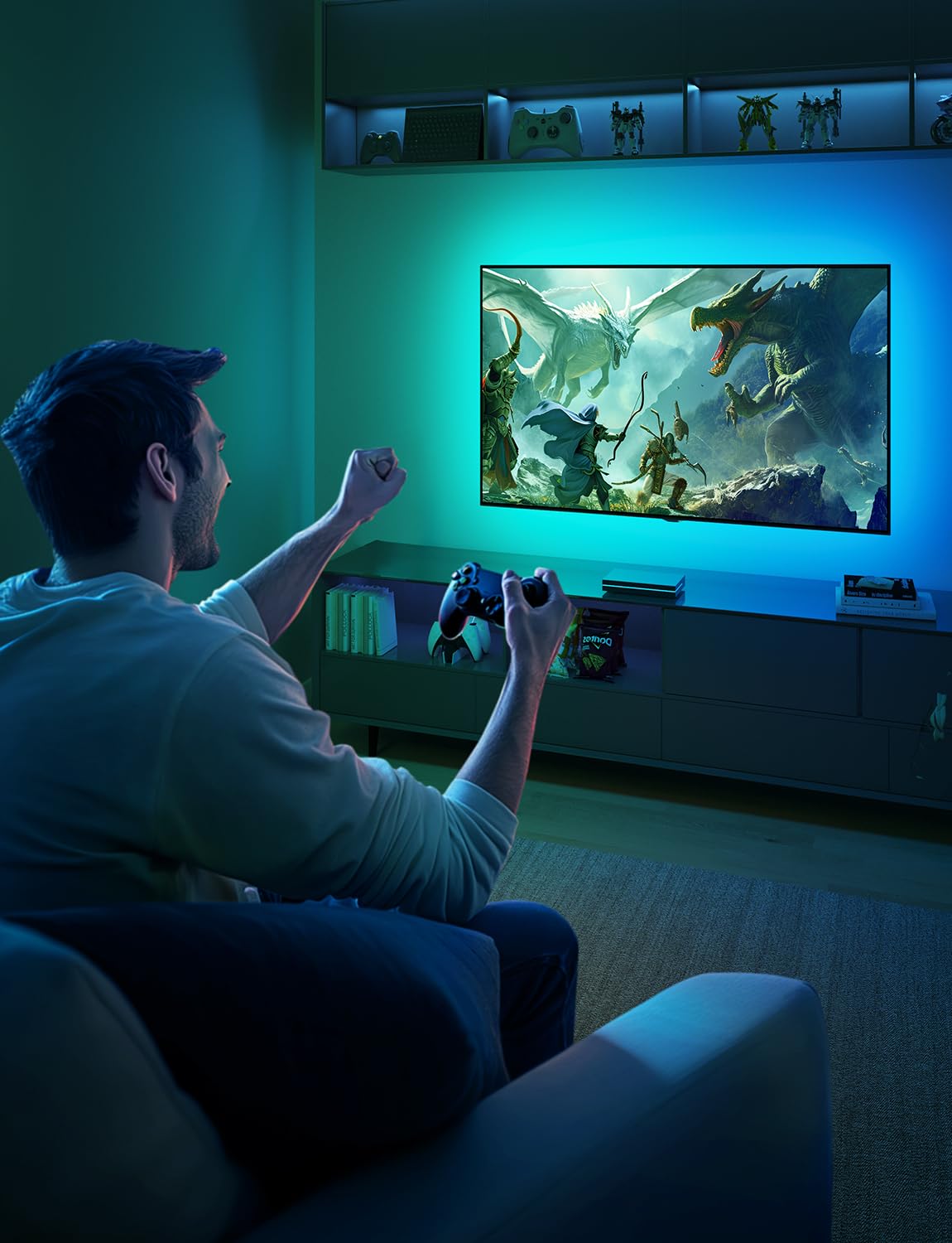 Govee HDMI 2.1 Sync Box 2 with TV Backlight, AI RGBIC, 8K@60Hz, 4K@144Hz, VRR/ALLM, Matter & Alexa, 55–65" TVs