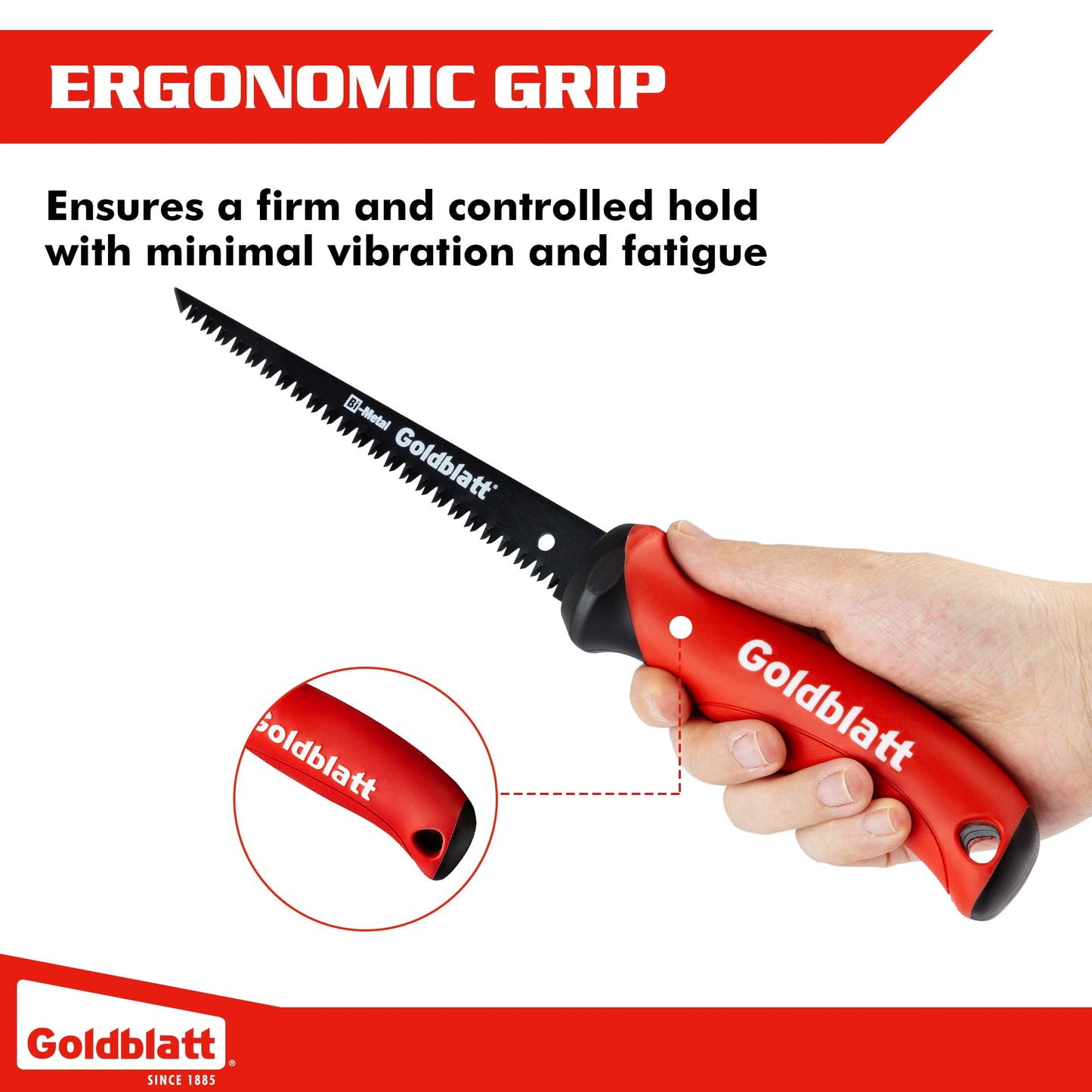 Goldblatt Drywall Saw – 6-Inch Jab Saws, Keyhole Saws with Soft Grip Handle, Hand Saw, Sheetrock Cutter, Wallboard Cutter with 8 TPI Bi-Metal Blade