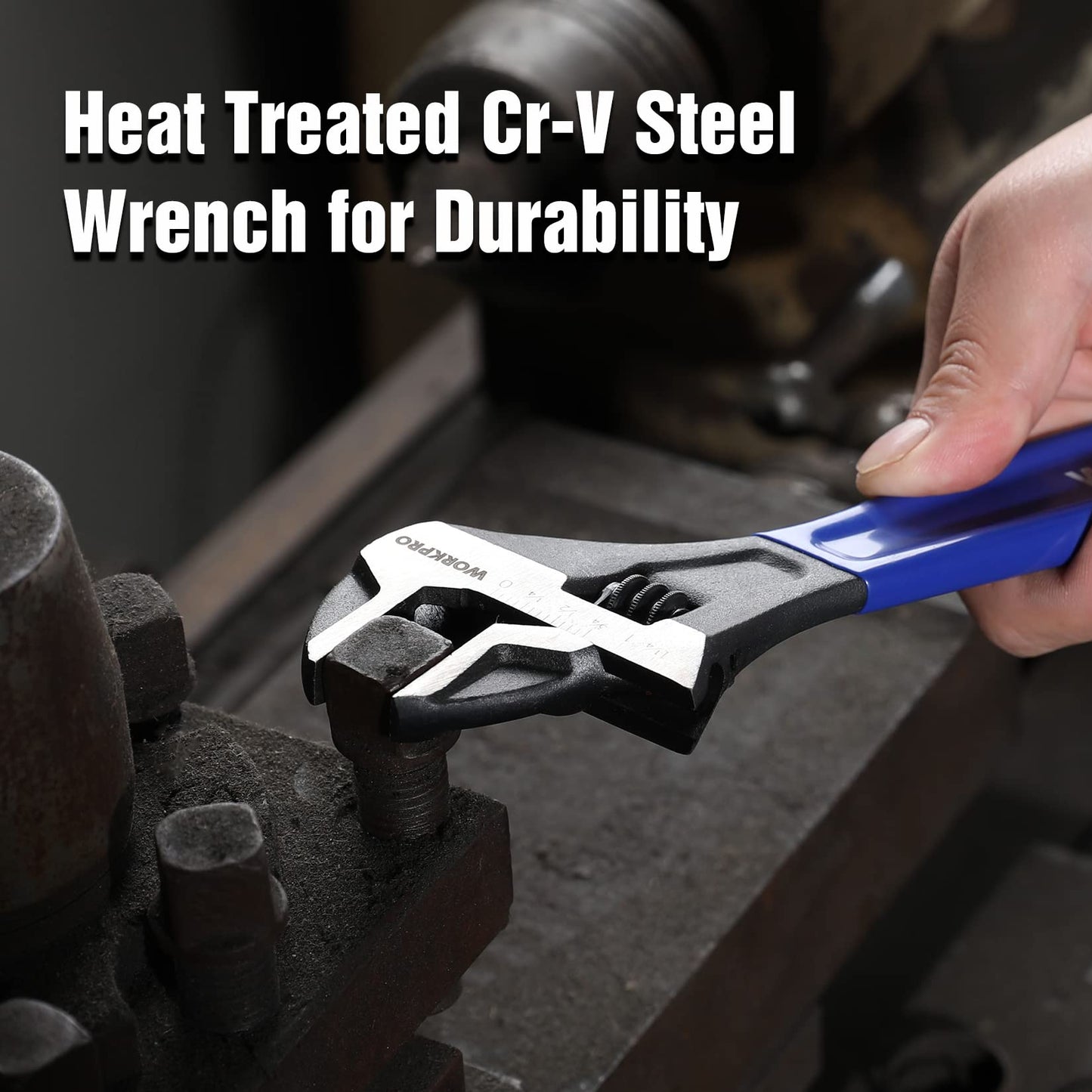 WORKPRO 2-Piece Adjustable Wrench Set, 6" & 10" Black Oxide Cr-V Steel, Metric & SAE, Max Jaw 15/16" & 1-5/16", Home & Garage Use