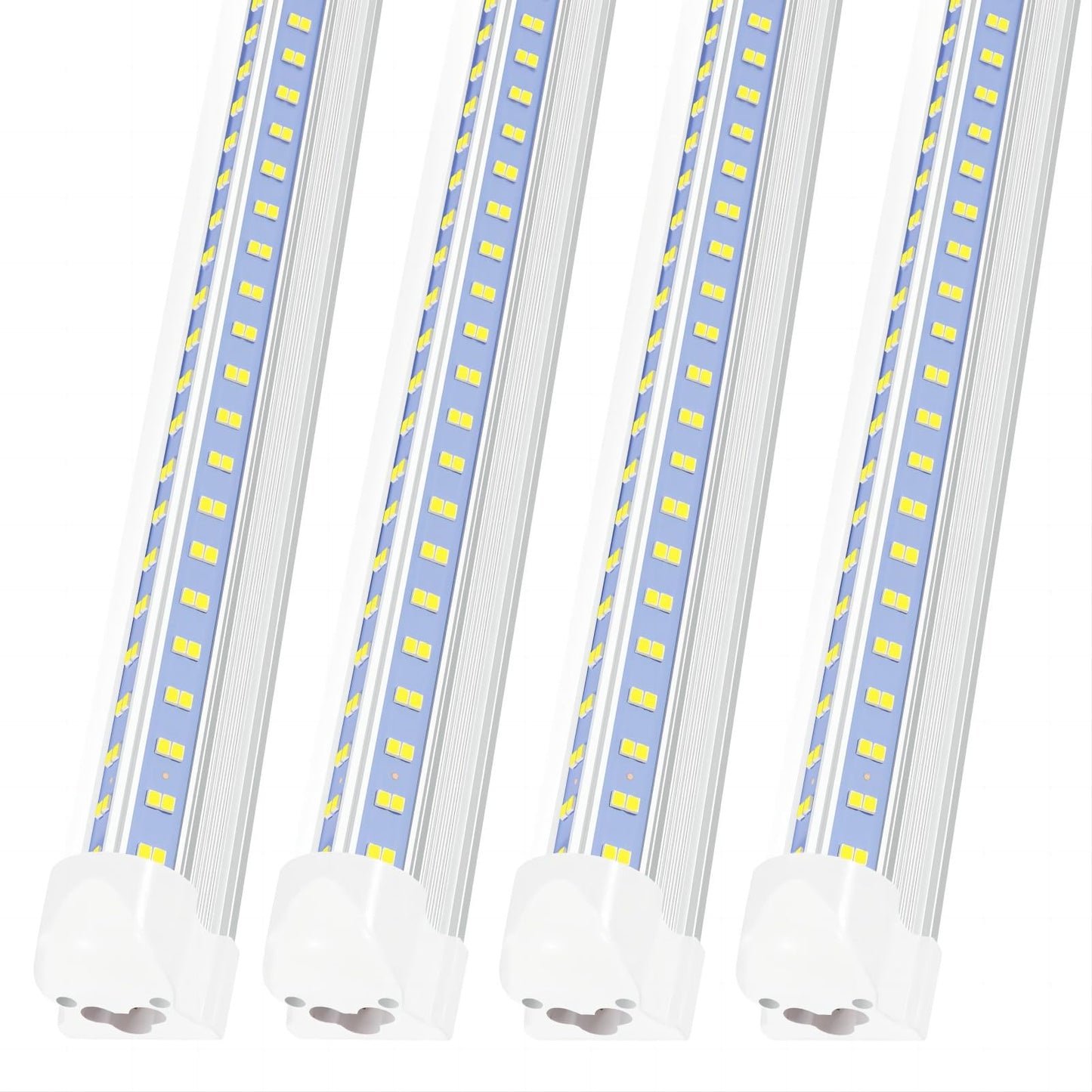 4-Pack 4FT LED Shop Lights 50W 6500K 7000LM Linkable V-Shape, Clear White, Commercial Garage, Workshop, Warehouse, Workbench Lighting