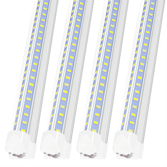 4-Pack 4FT LED Shop Lights 50W 6500K 7000LM Linkable V-Shape, Clear White, Commercial Garage, Workshop, Warehouse, Workbench Lighting