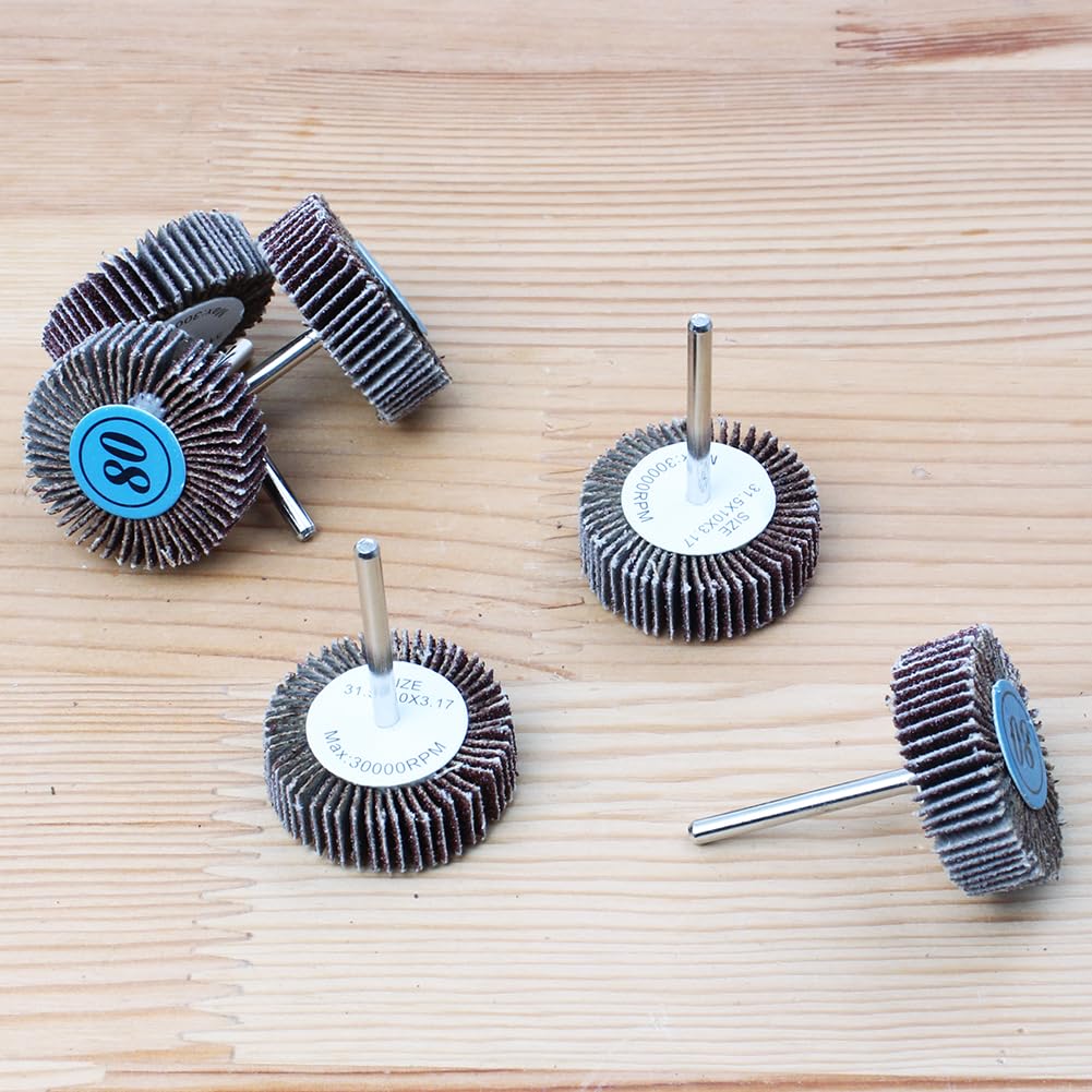 AUTOTOOLHOME 10 Pack Abrasive Flap Wheel Sander 80 Grit 1/8 inch Shank for Drill Grinding Polishing Sanding Wheels Rotary Tool