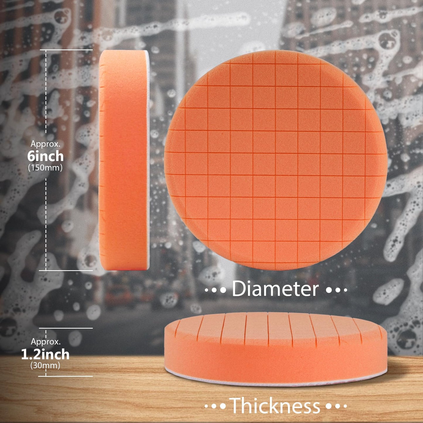 AVID POWER 6" Buffing & Polishing Pads 5-Pack for Car Buffer, Sponge Pads for Compounding, Polishing & Waxing with 6" Backing Plate