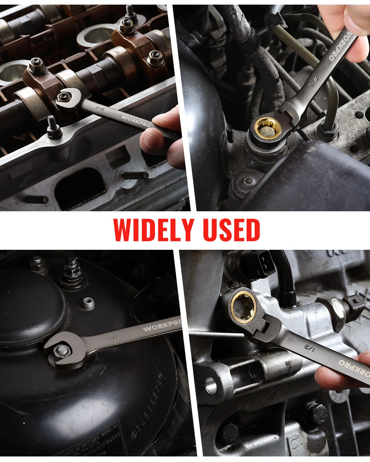 WORKPRO 8-piece Flex-Head Ratcheting Combination Wrench Set, SAE 5/16-3/4 in, 72-Teeth, CR-V Constructed, Nickel Plating with Organizer Bag