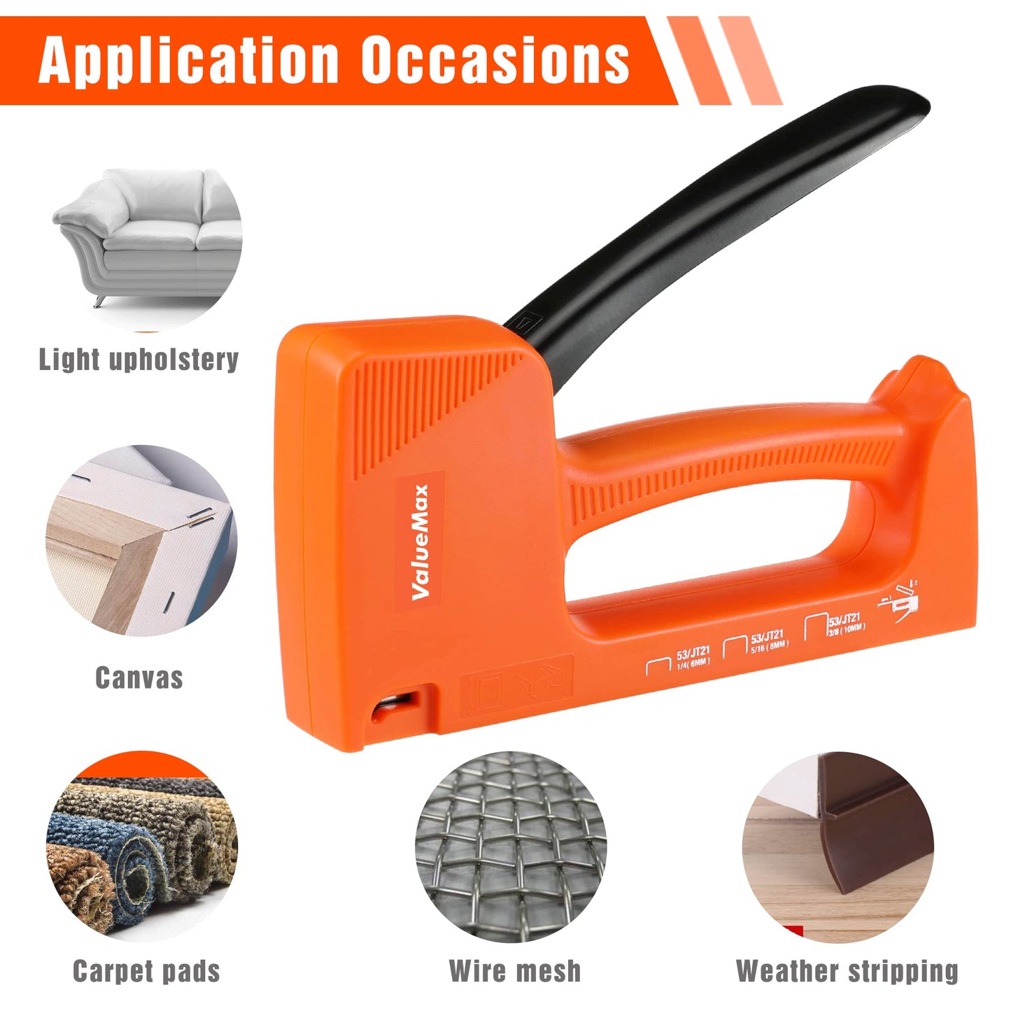 VALUEMAX Light-Duty Staple Gun Kit with 1600 5/16'' Staples, Manual JT21, for Upholstery, Furniture, DIY, and Home Repairs