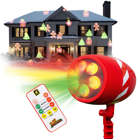 Star Shower Slide Show Christmas LED Projector with Remote, 6 Holiday Slides, Full-Color Display, AS SEEN ON TV, Spectacular Home Decor