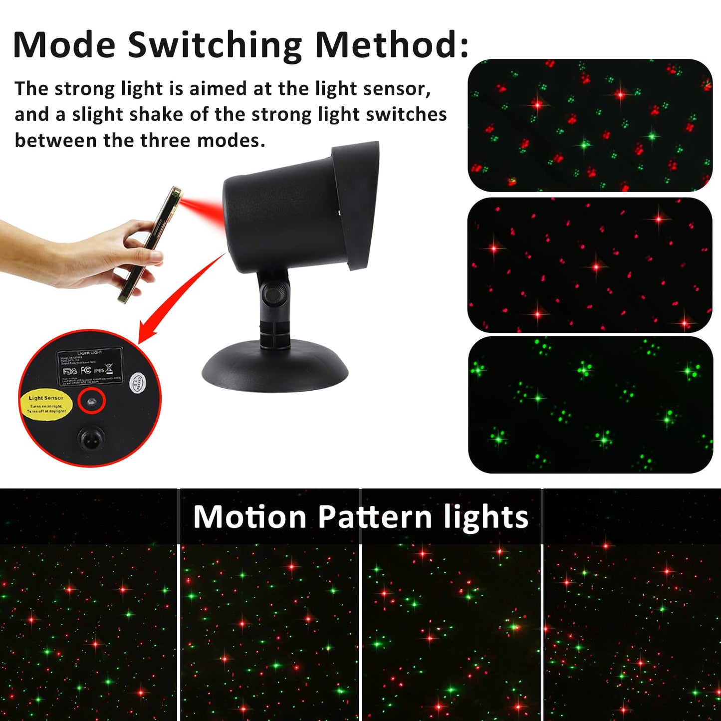 YFAIN Christmas Laser Projector Light Outdoor Waterproof, Red & Green Star Show Landscape Spotlight for House Garden Holiday Decor