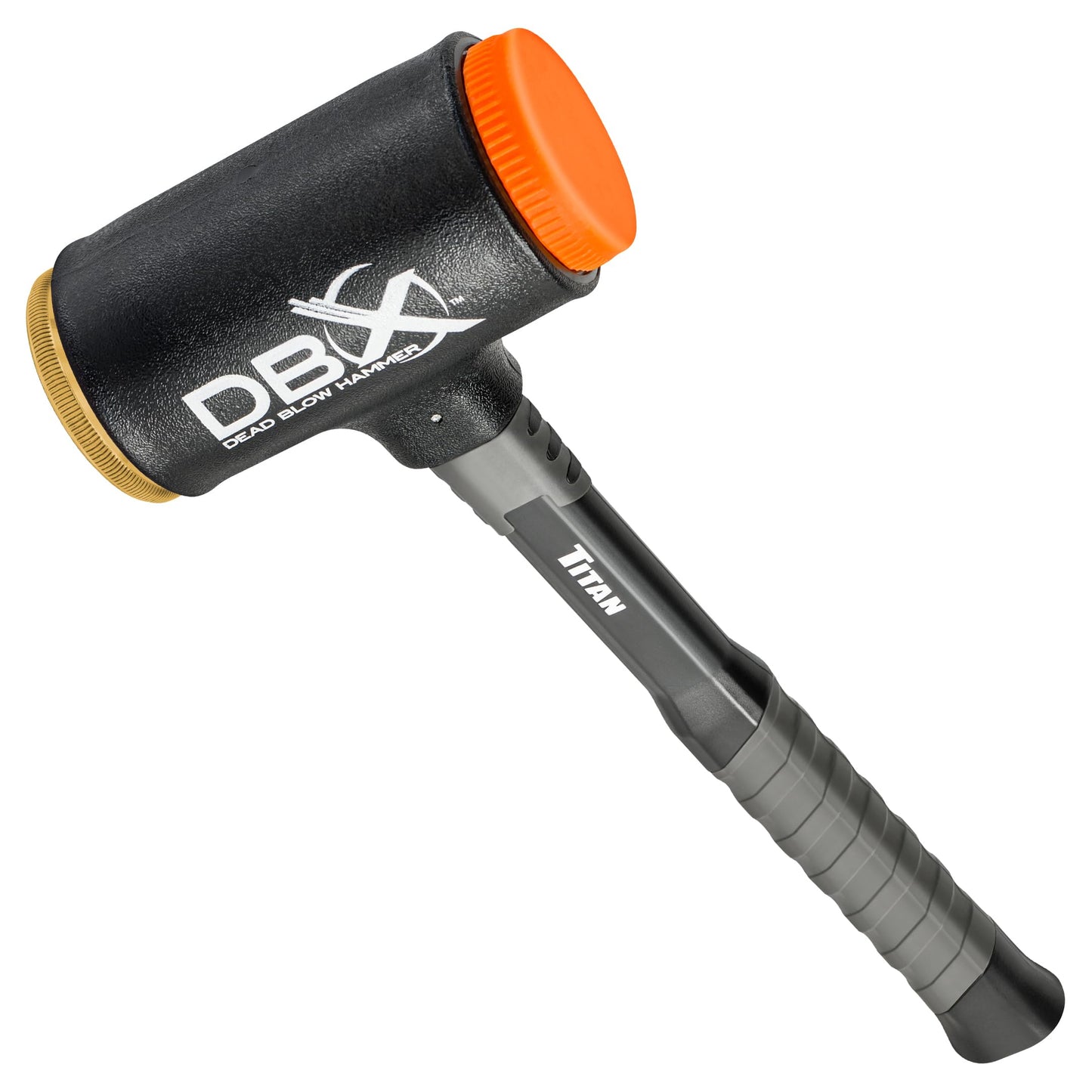 Titan DBX 63647 45oz Dead Blow Hammer – Interchangeable Polyurethane & Brass Faces, Rebound Resistant, 15" Shock-Absorbing Fiberglass Handle