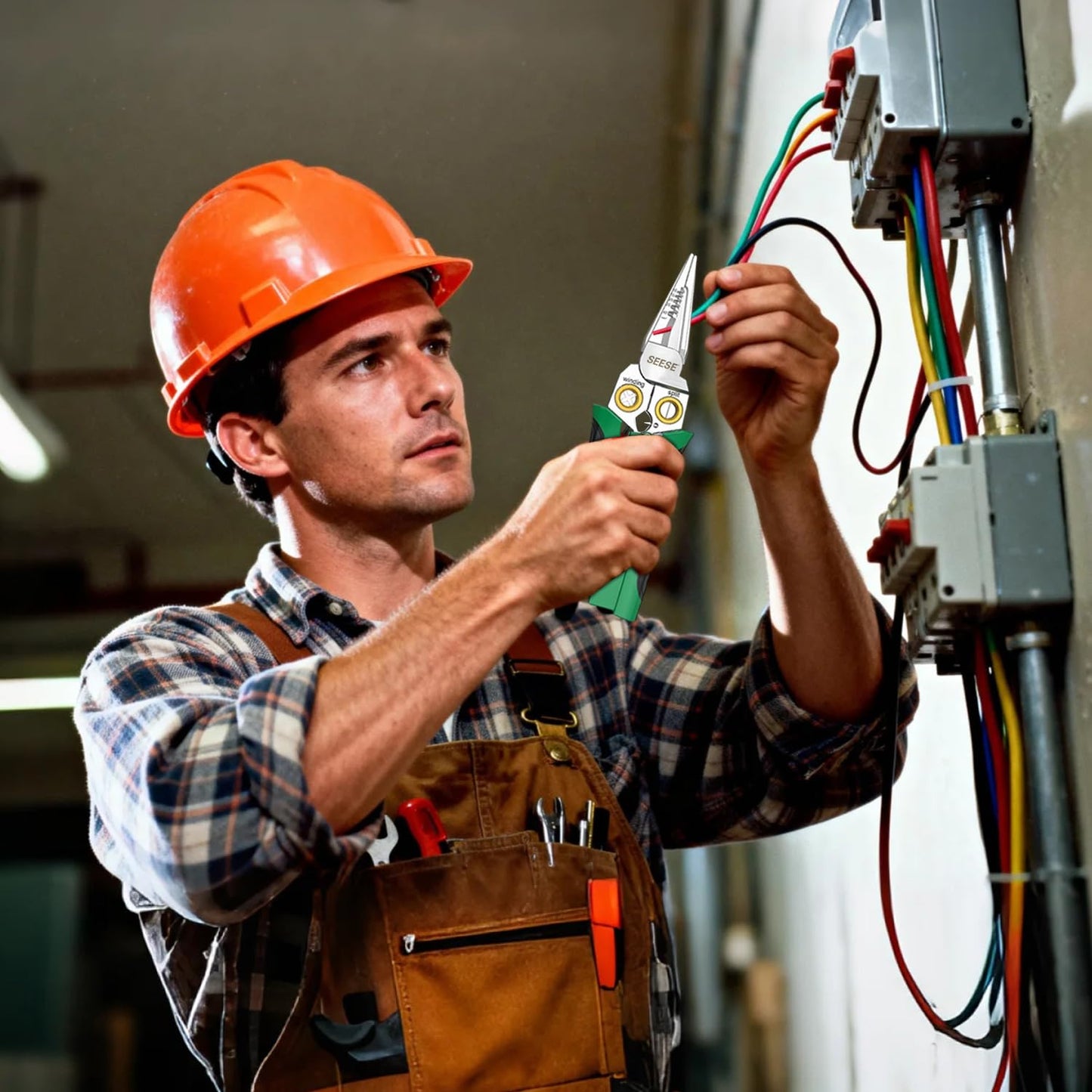 SEESE 8-in-1 Wire Stripper Pliers – Multi-Function Electrician Tool for Stripping, Cutting, Crimping, Circuit Repair & Outlet Installation