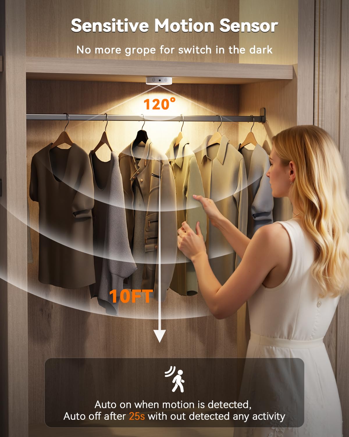 Rechargeable Puck Lights with Remote – 3 Color Temps + 12 RGB LEDs, Motion Sensor, Dimmable Wireless Under Cabinet & Closet Lighting