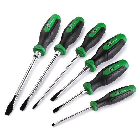 SK 6-Piece Slotted Screwdriver Set, Magnetic Screwdriver Set, S2 Steel, SureGrip Handle